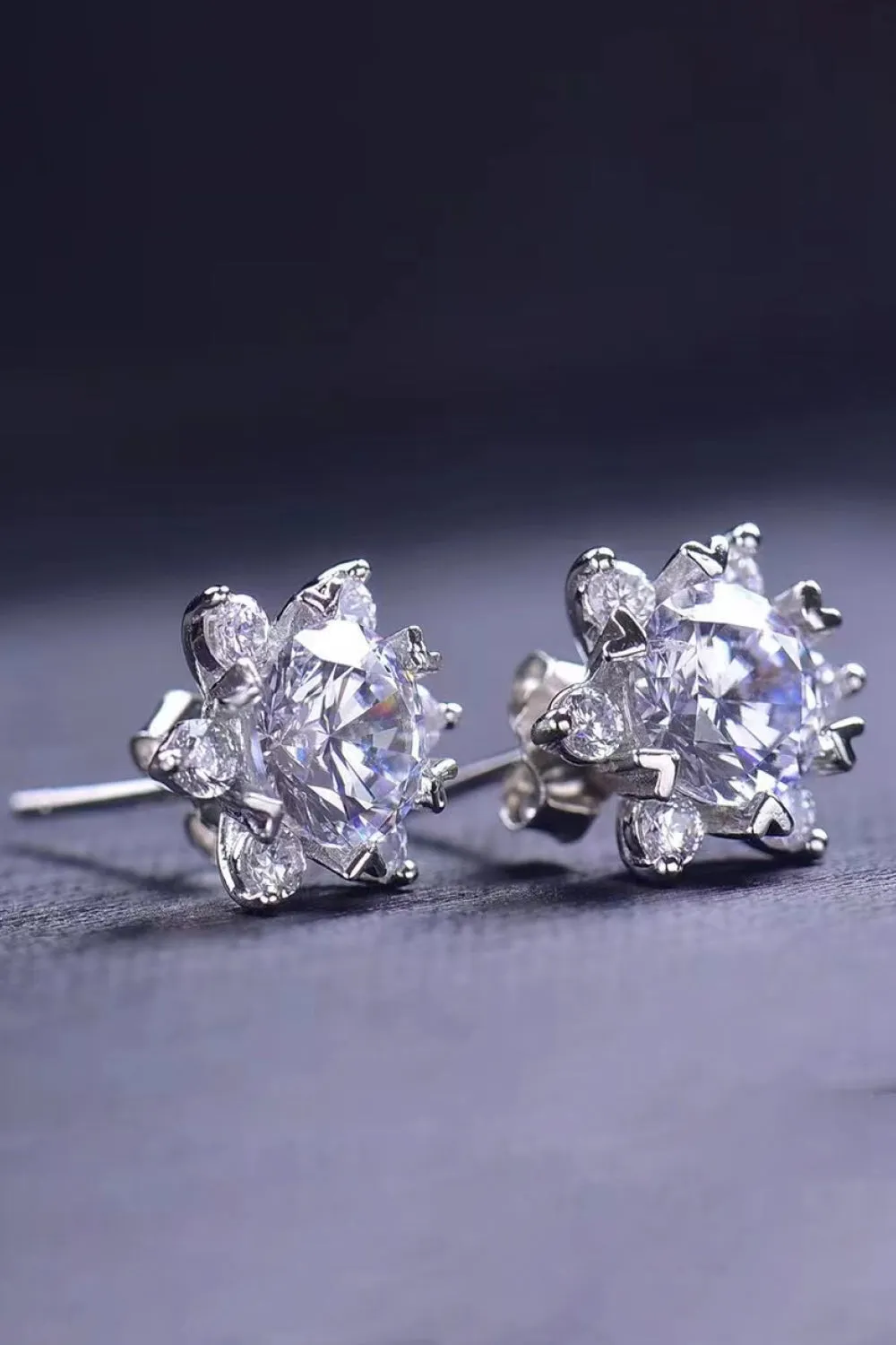 2 Carat Moissanite Floral Stud Earrings