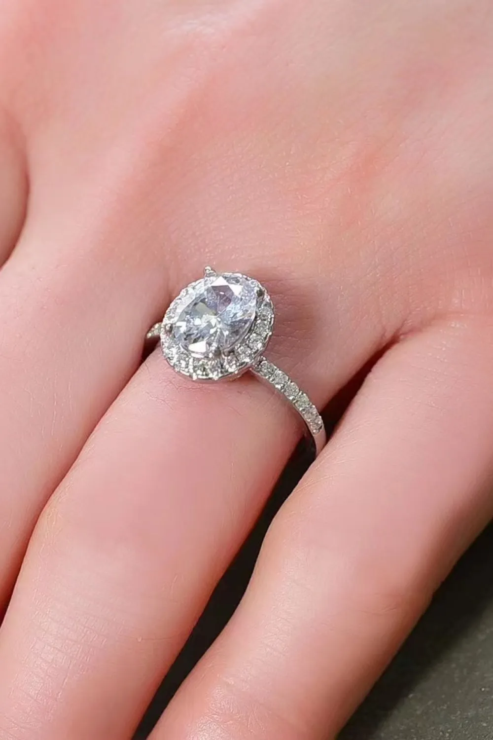 2 Carat Moissanite Platinum-Plated Ring