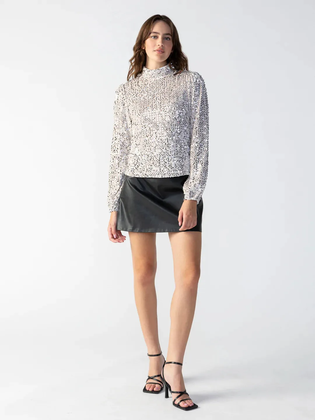 All Nighter Mock Neck Top ~ Champagne