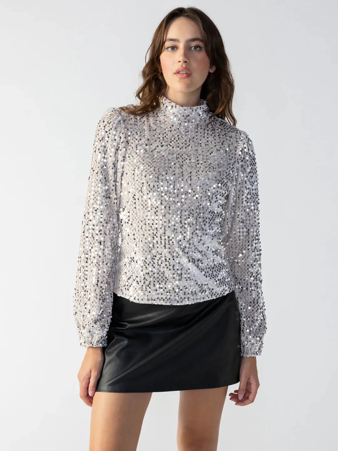 All Nighter Mock Neck Top ~ Champagne