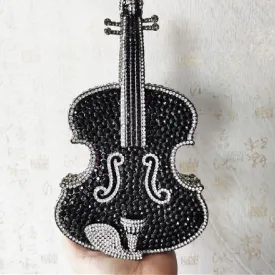 Amazing Luxury Violin Crystal Evening Bags Party Handbag