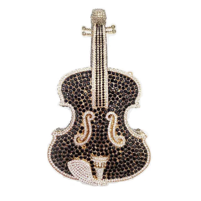 Amazing Luxury Violin Crystal Evening Bags Party Handbag