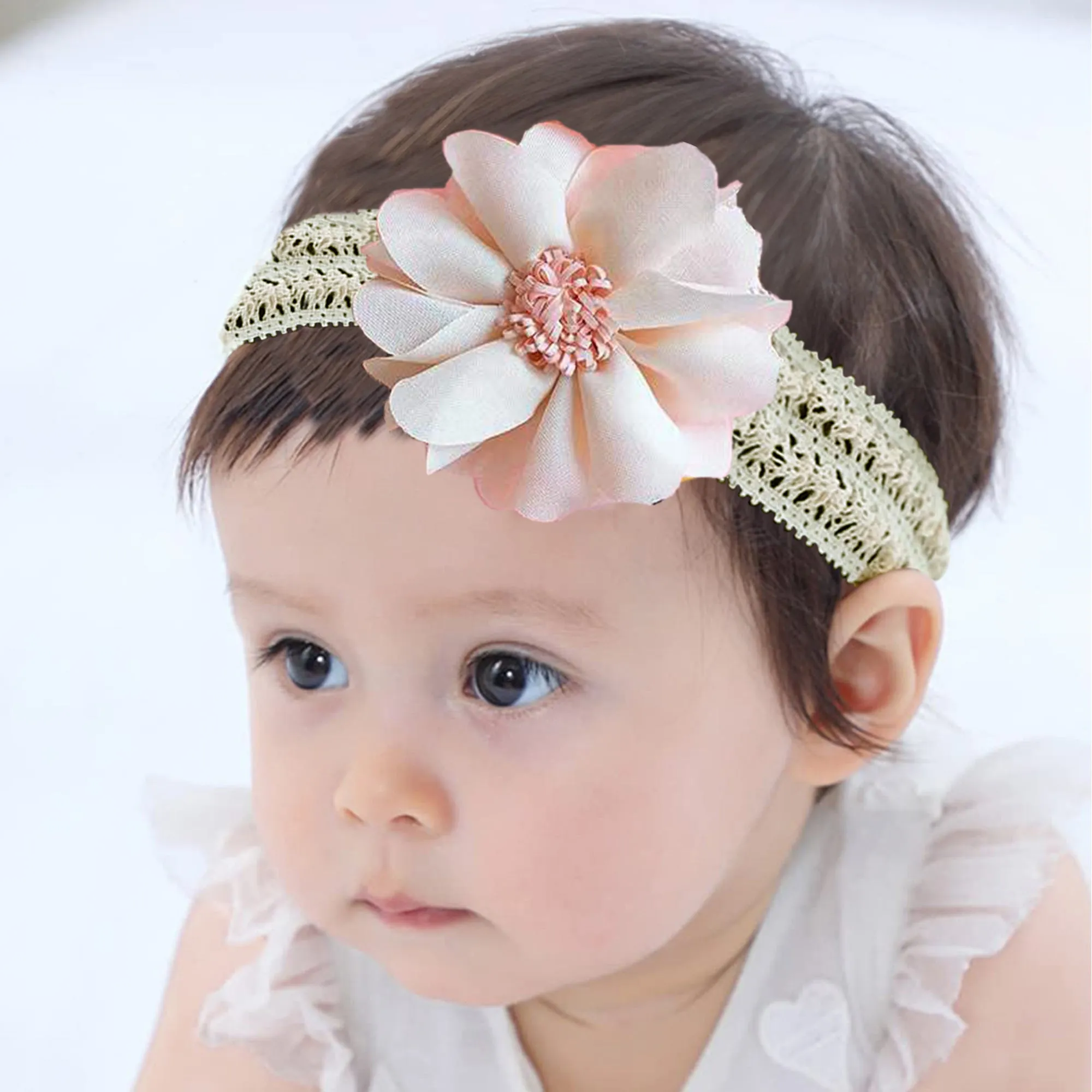 Babymoon | Set of 3 | Designer Princess Baby Girl’s Headbands | Hair Accessories | Pink | White | Blue