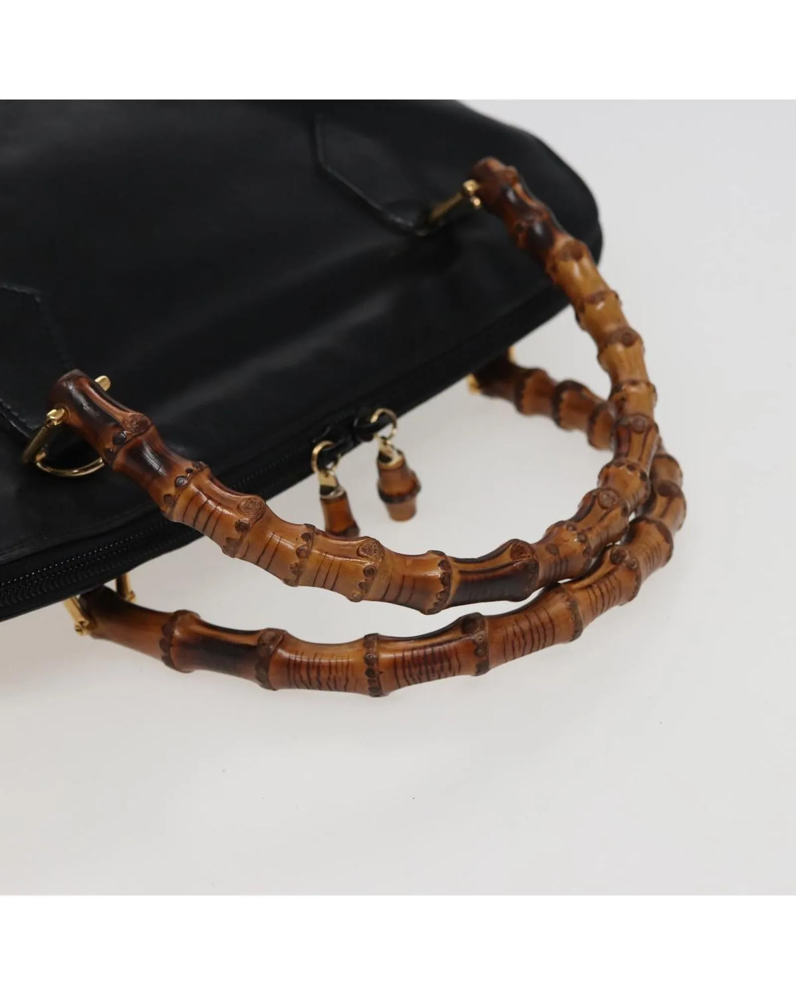 Bamboo Leather Shoulder Bag with 2-Way Design