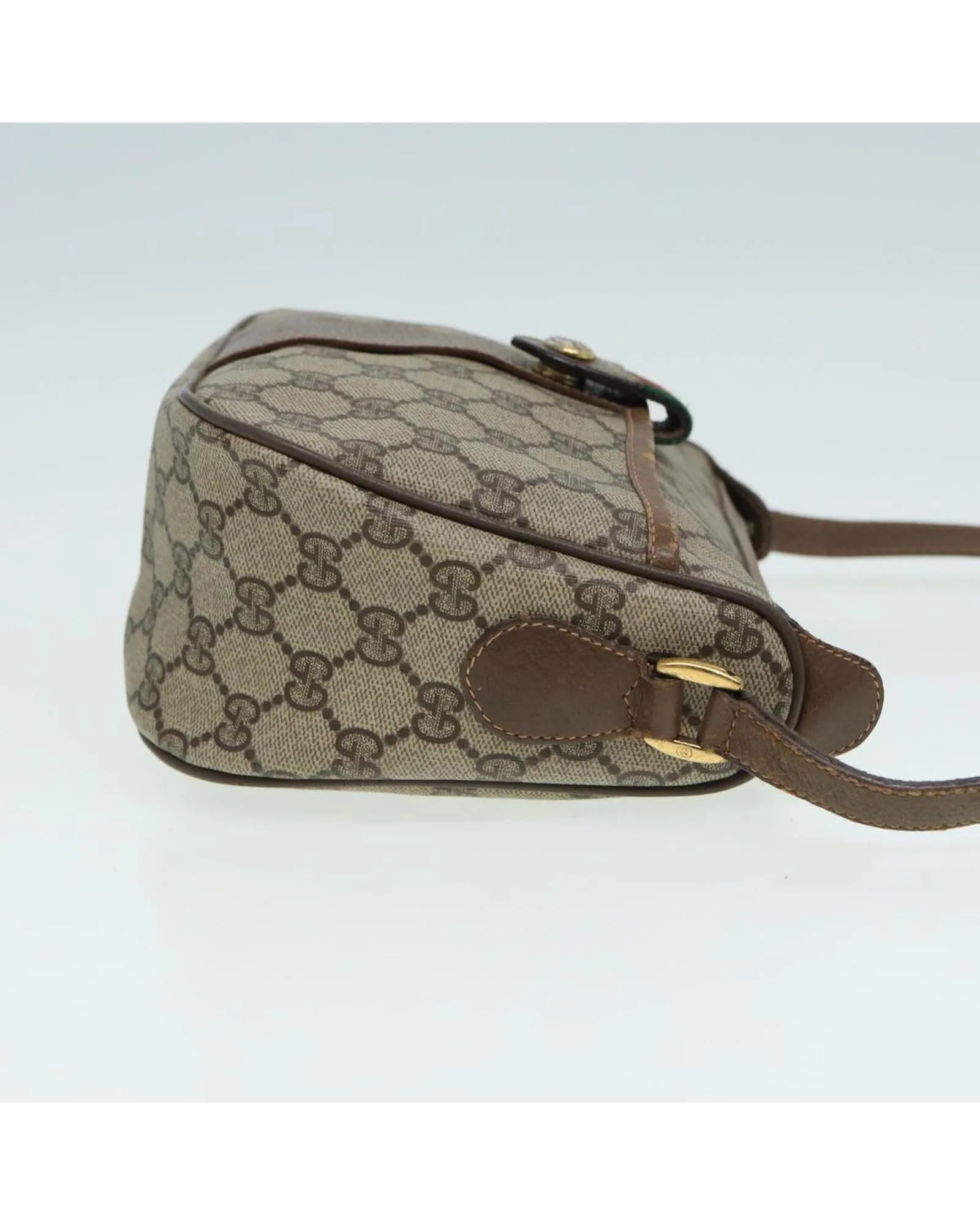 Beige GG Supreme Shoulder Bag with Web Sherry Line Detail