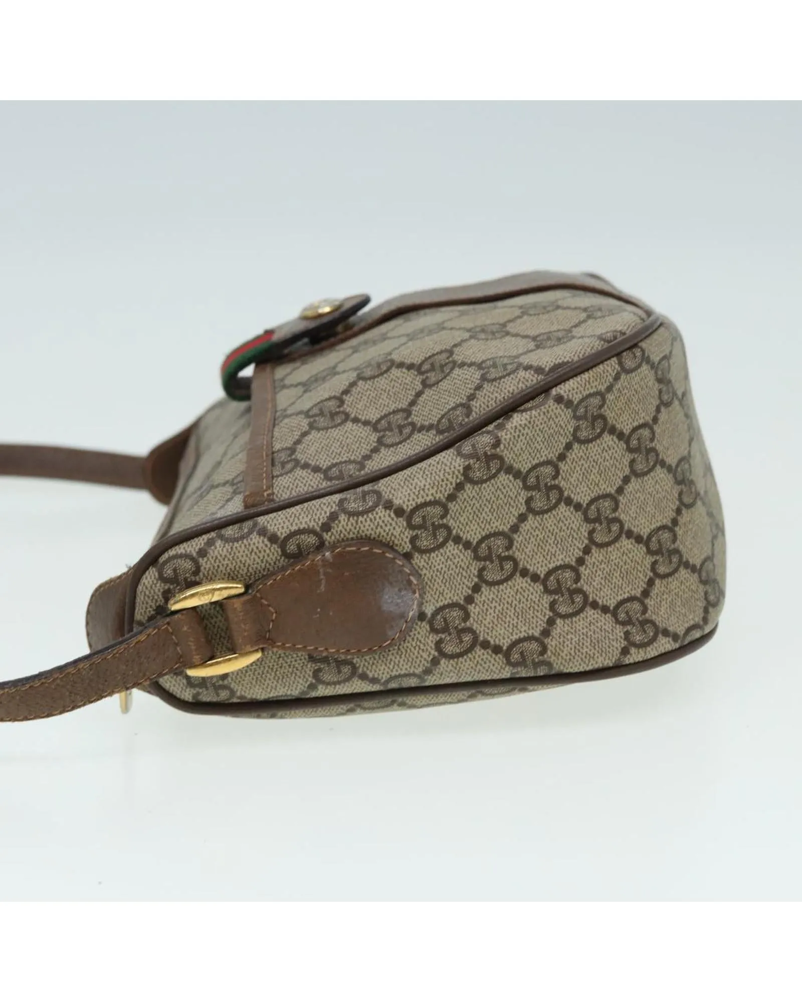 Beige GG Supreme Shoulder Bag with Web Sherry Line Detail