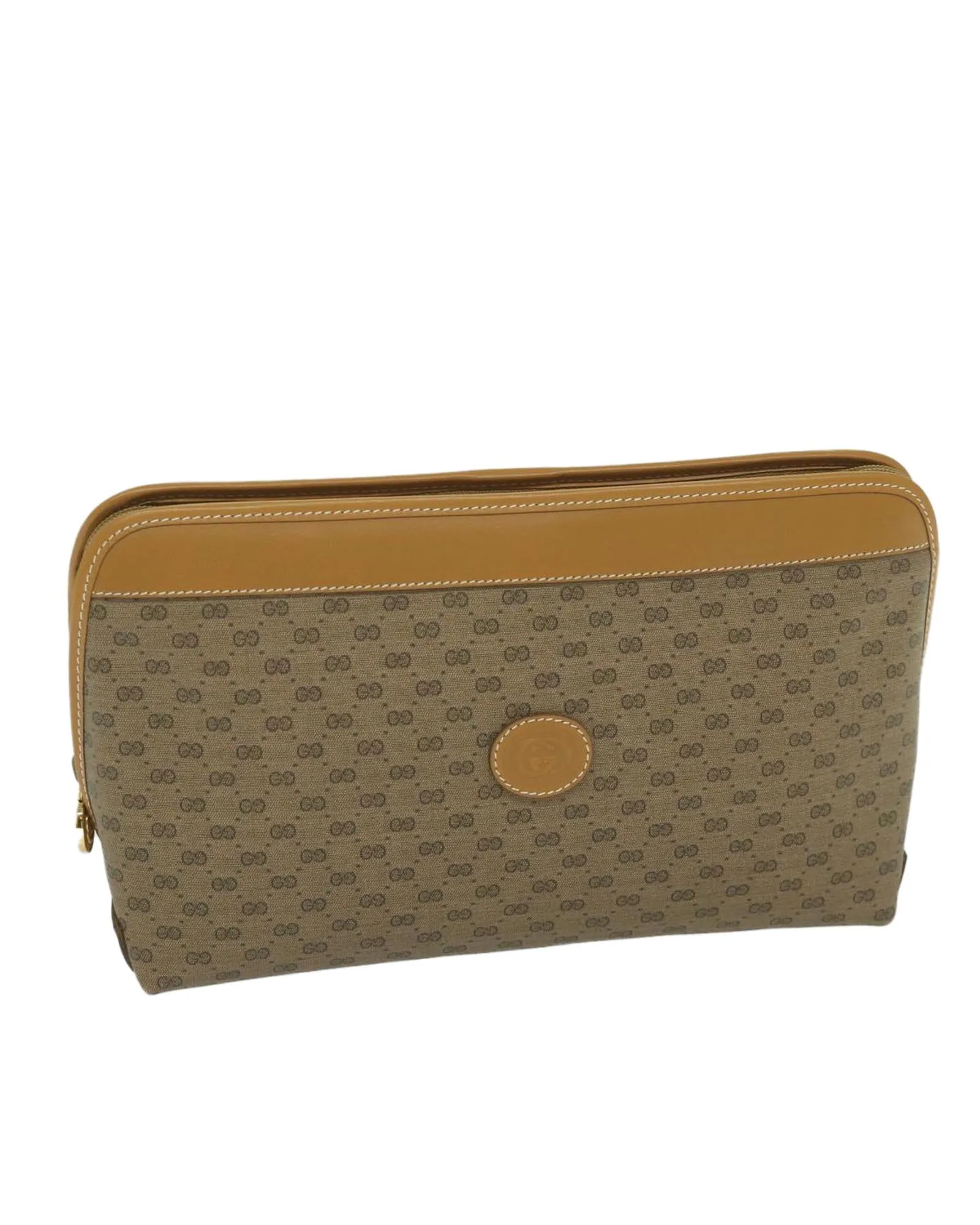 Beige Micro GG Supreme Clutch Bag in PVC Leather