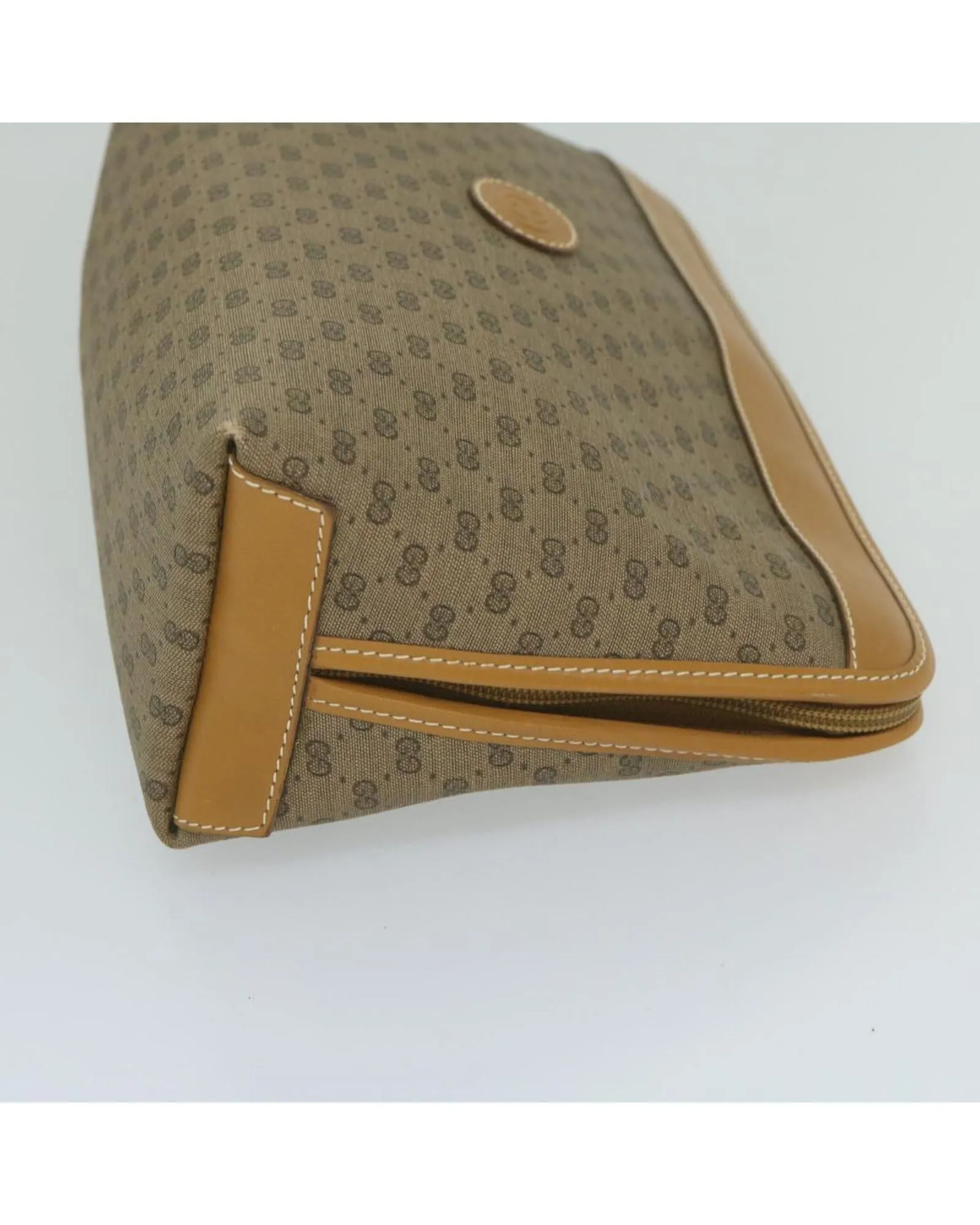 Beige Micro GG Supreme Clutch Bag in PVC Leather