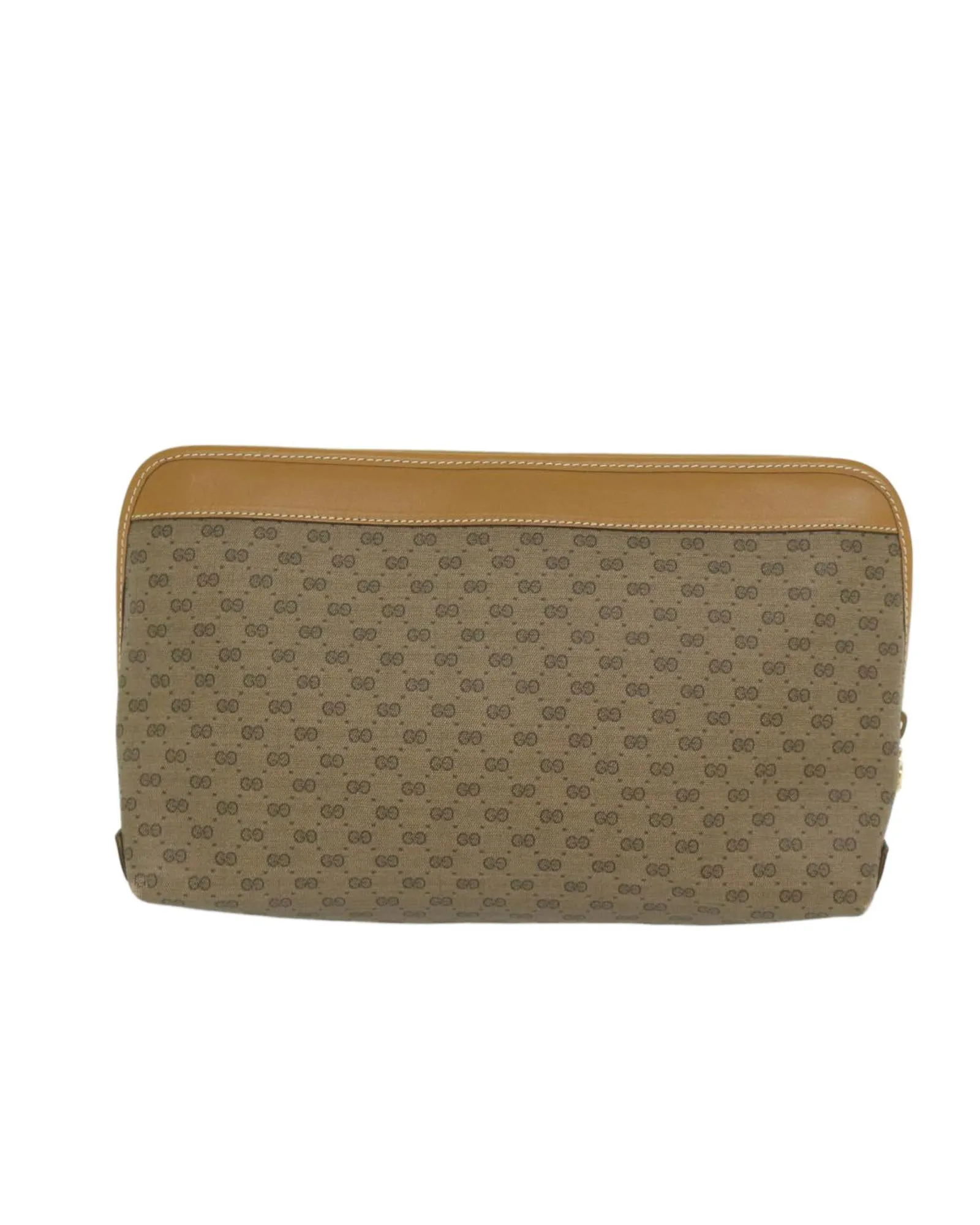 Beige Micro GG Supreme Clutch Bag in PVC Leather