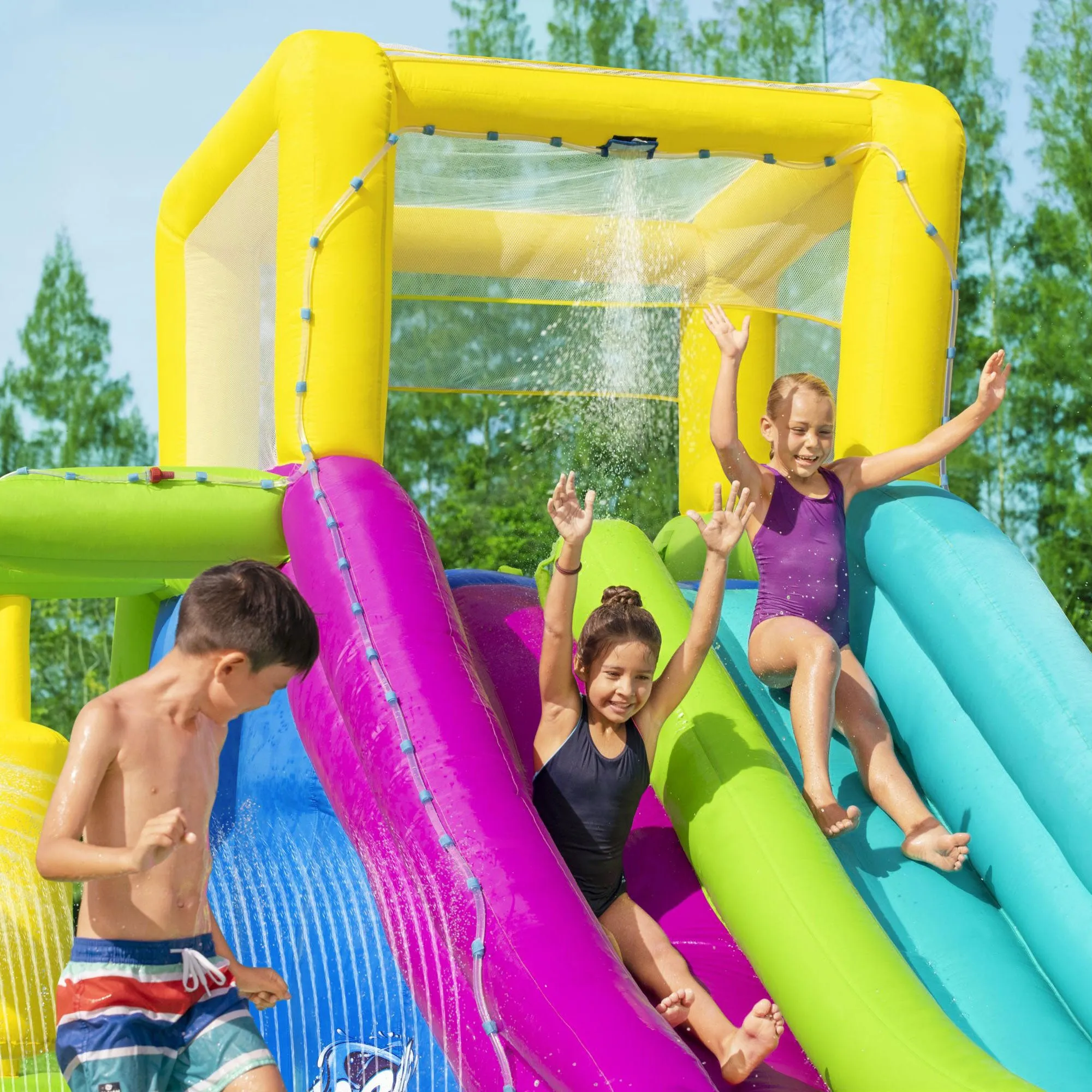 Bestway H2OGO! Splash Course Kids Inflatable Mega Water Park with Air Blower