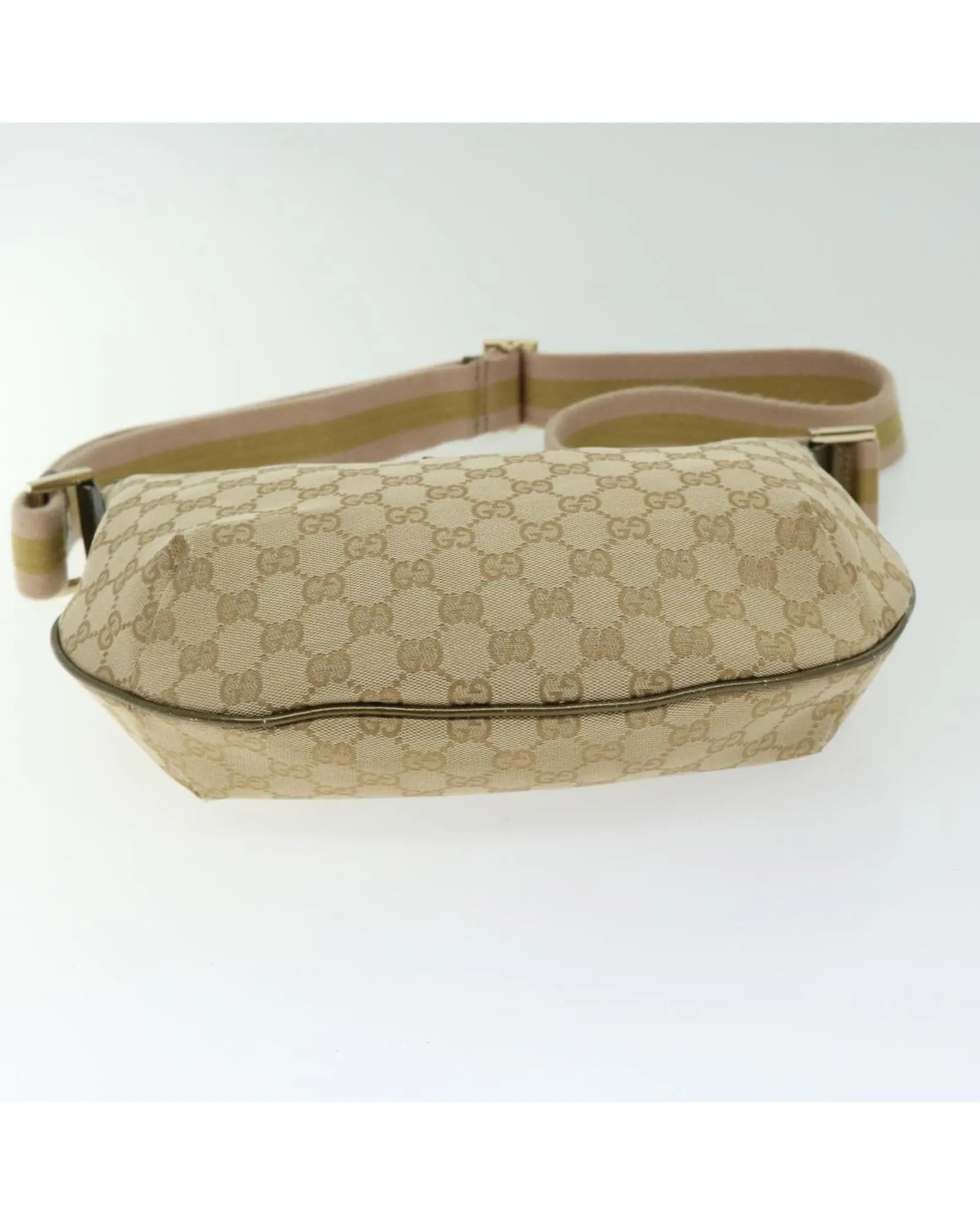 Canvas Shoulder Bag with Sherry Line Detailing and Gold-tone Hardware