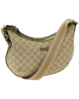 Canvas Shoulder Bag with Sherry Line Detailing and Gold-tone Hardware