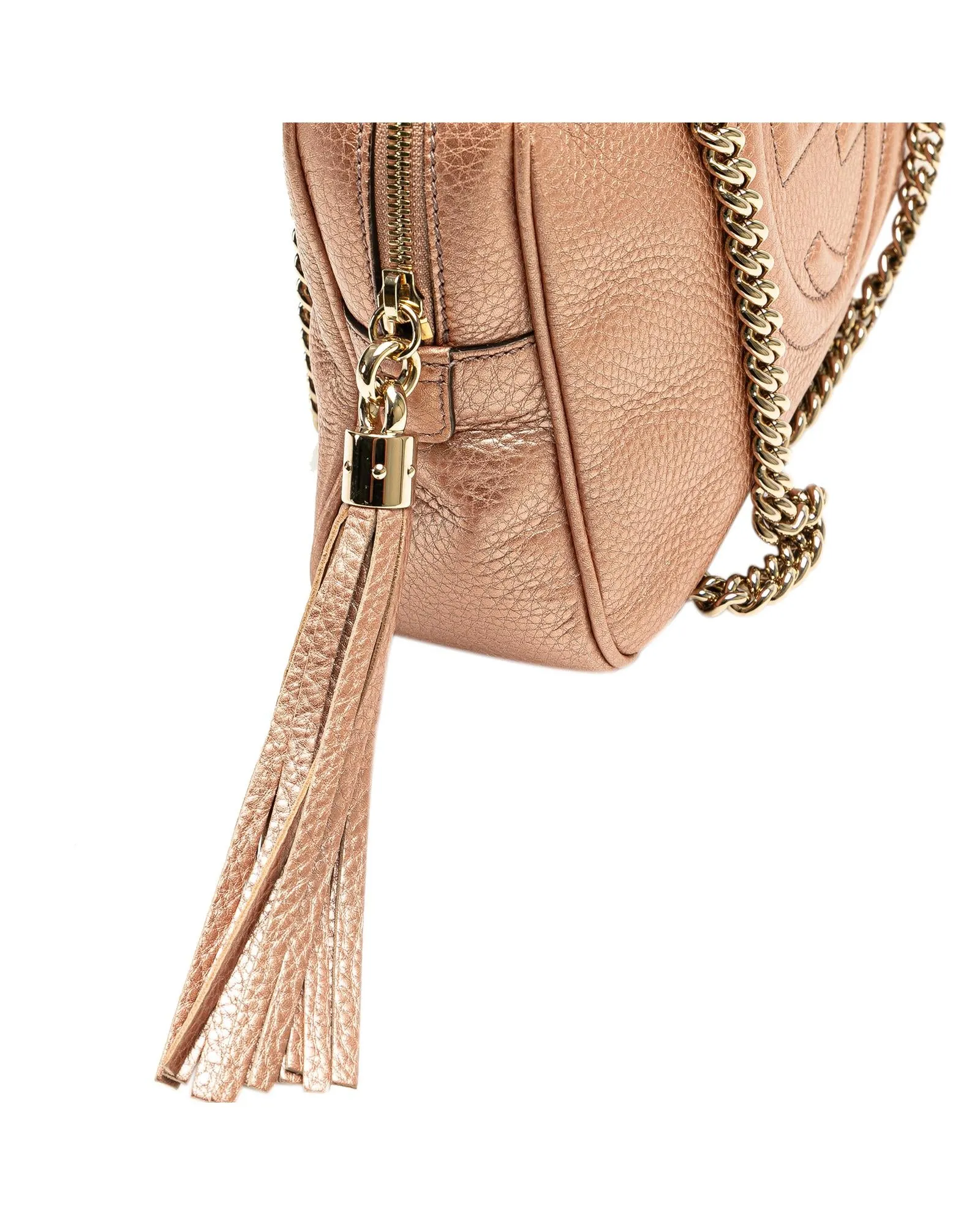 Chain Zip Shoulder Bag with Tassel Pull and Interior Pockets