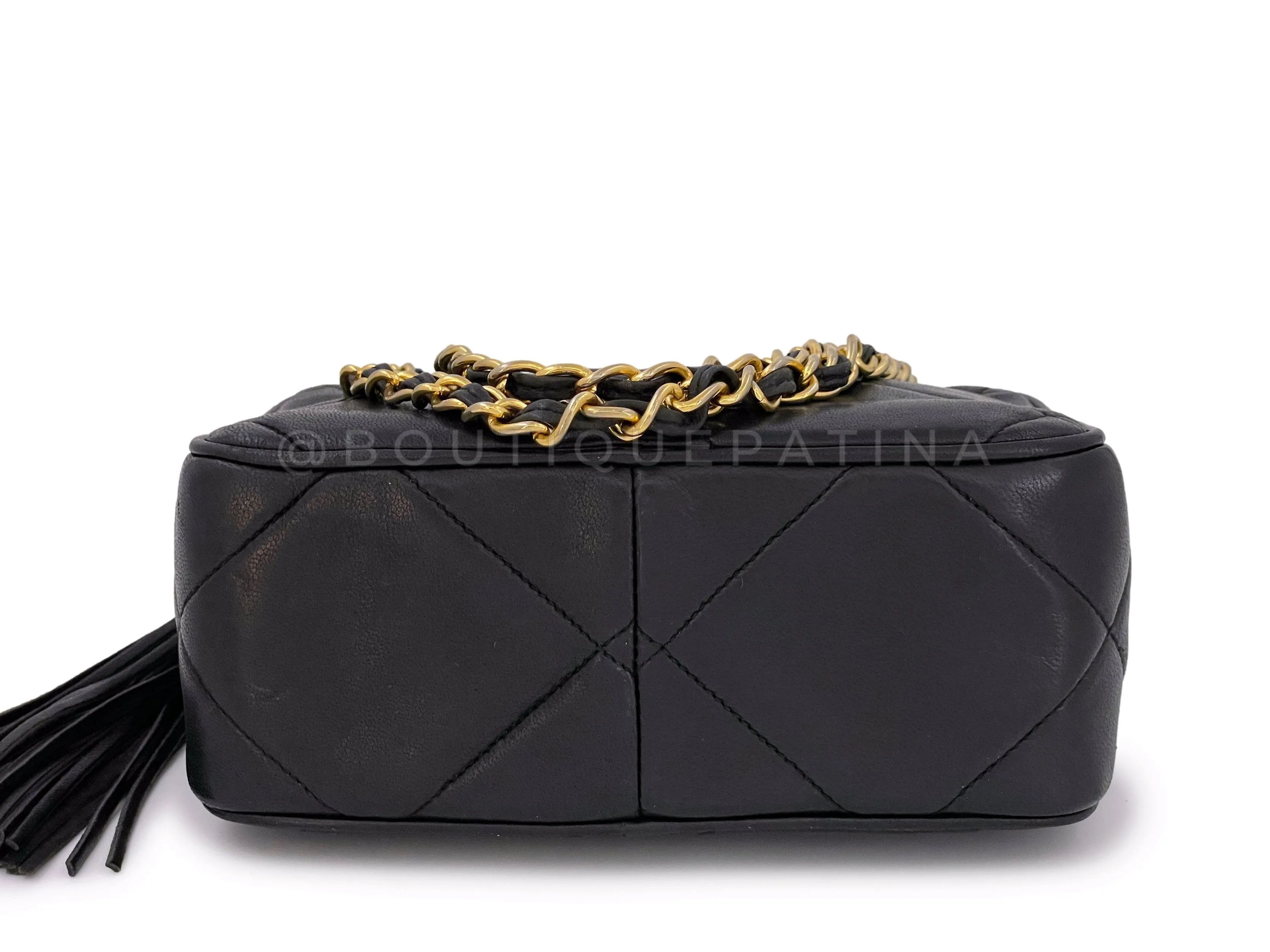 Chanel 1988 Vintage Black Mini Classic Camera Case Bag 24k GHW Lambskin