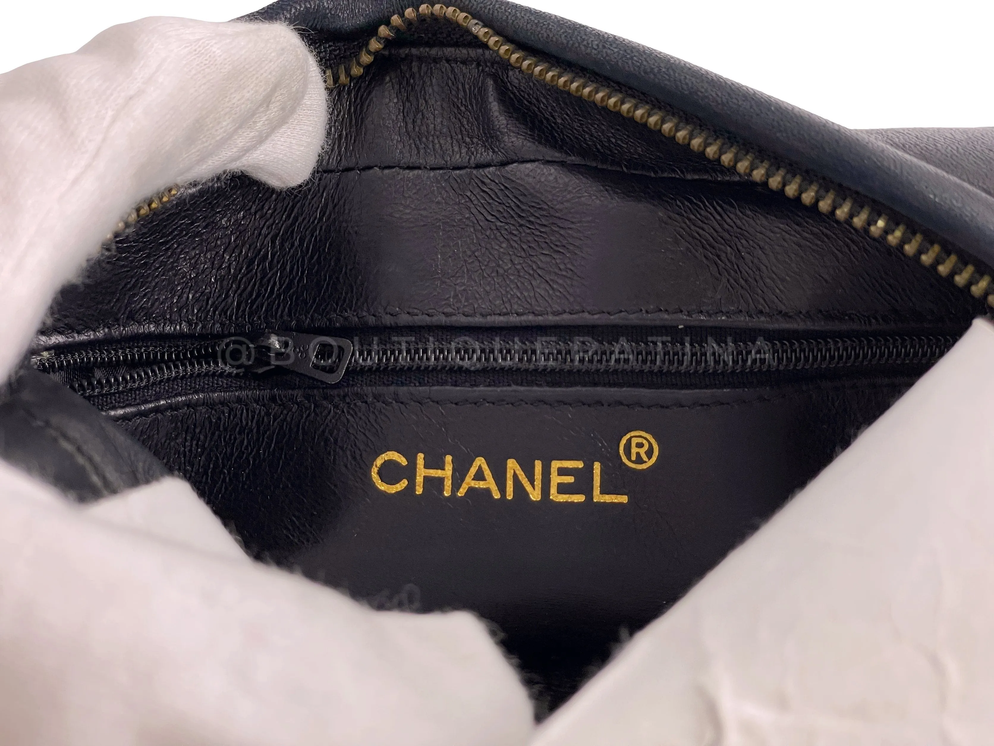 Chanel 1988 Vintage Black Mini Classic Camera Case Bag 24k GHW Lambskin