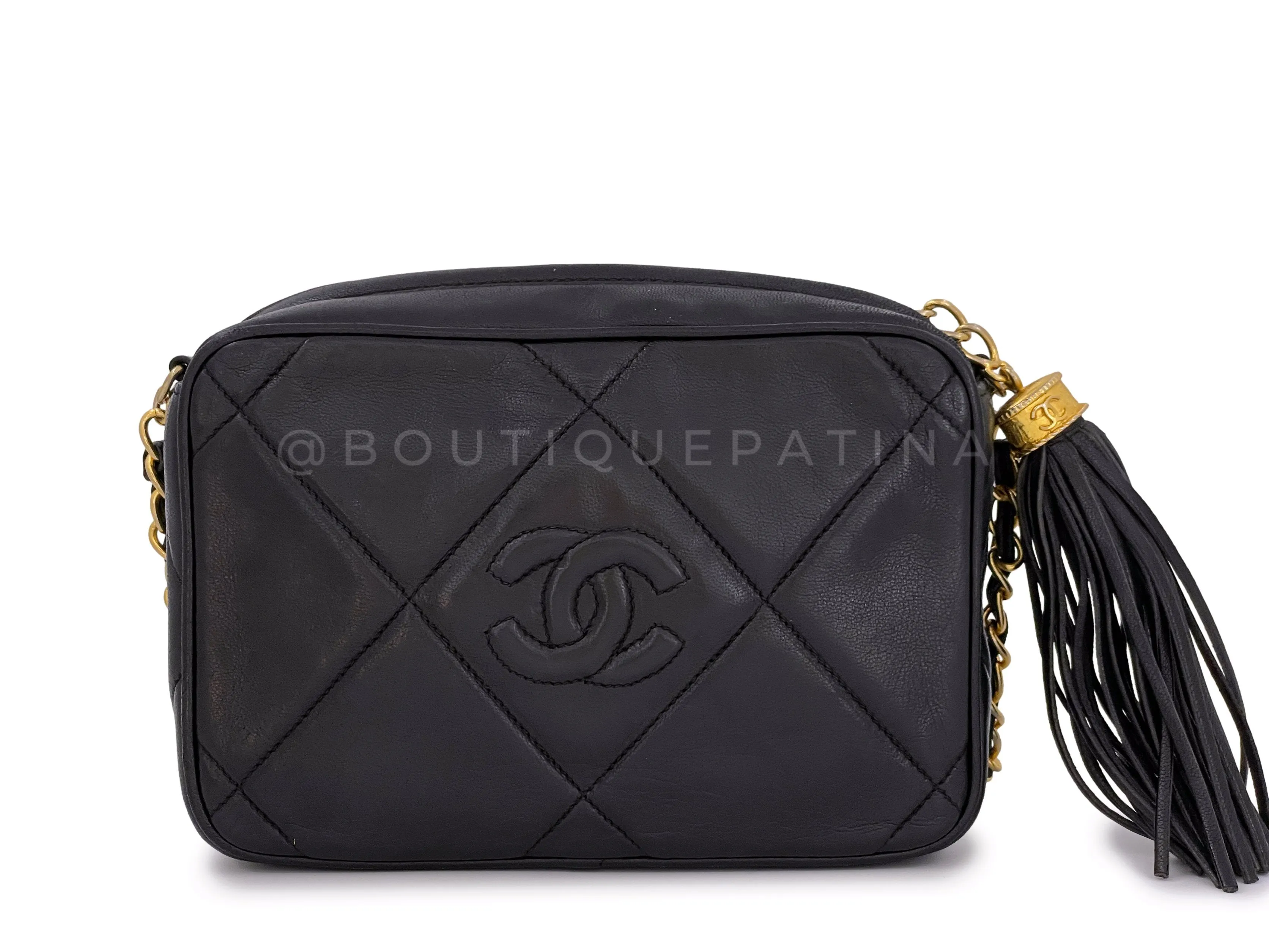 Chanel 1988 Vintage Black Mini Classic Camera Case Bag 24k GHW Lambskin