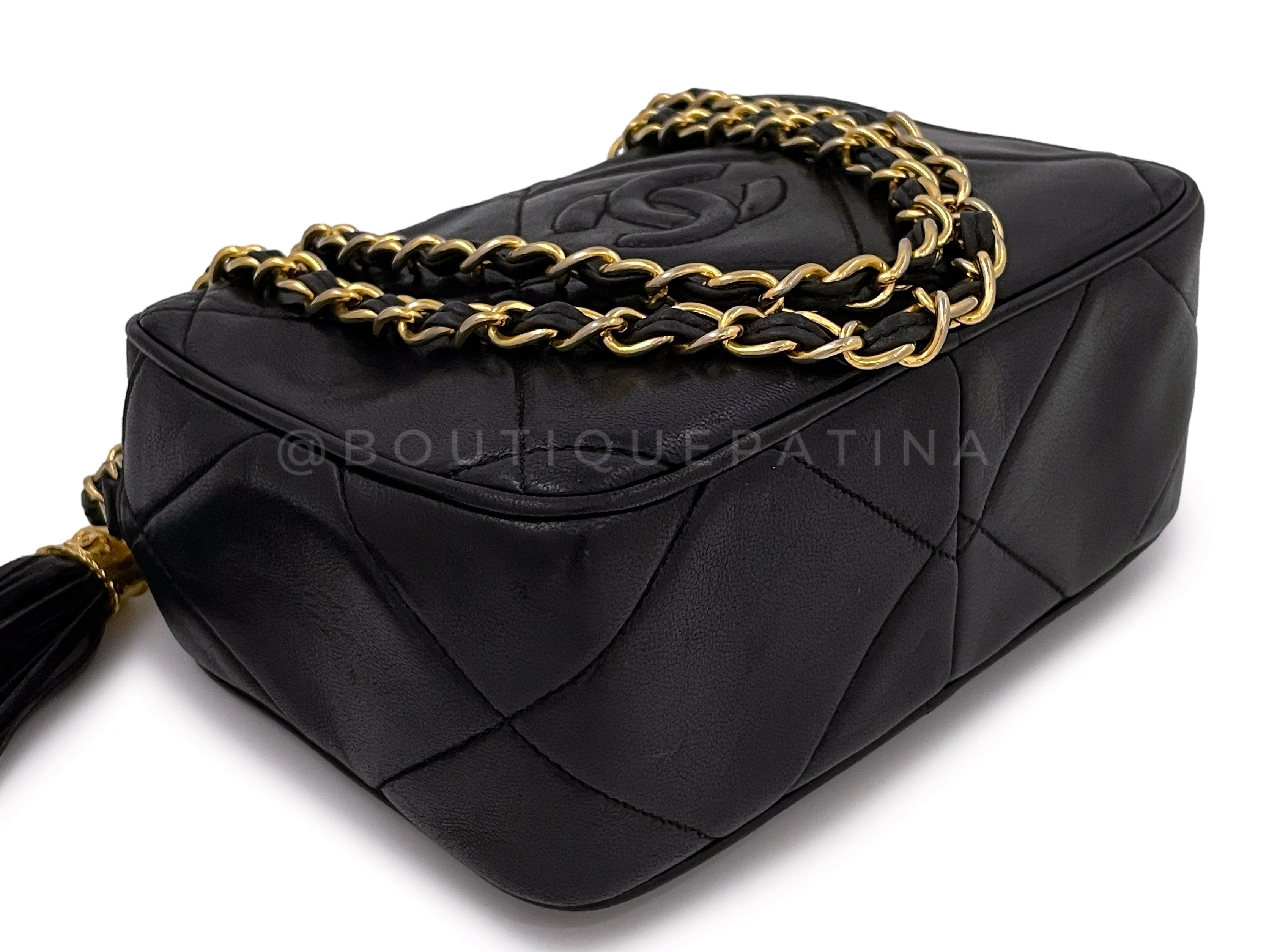 Chanel 1988 Vintage Black Mini Classic Camera Case Bag 24k GHW Lambskin