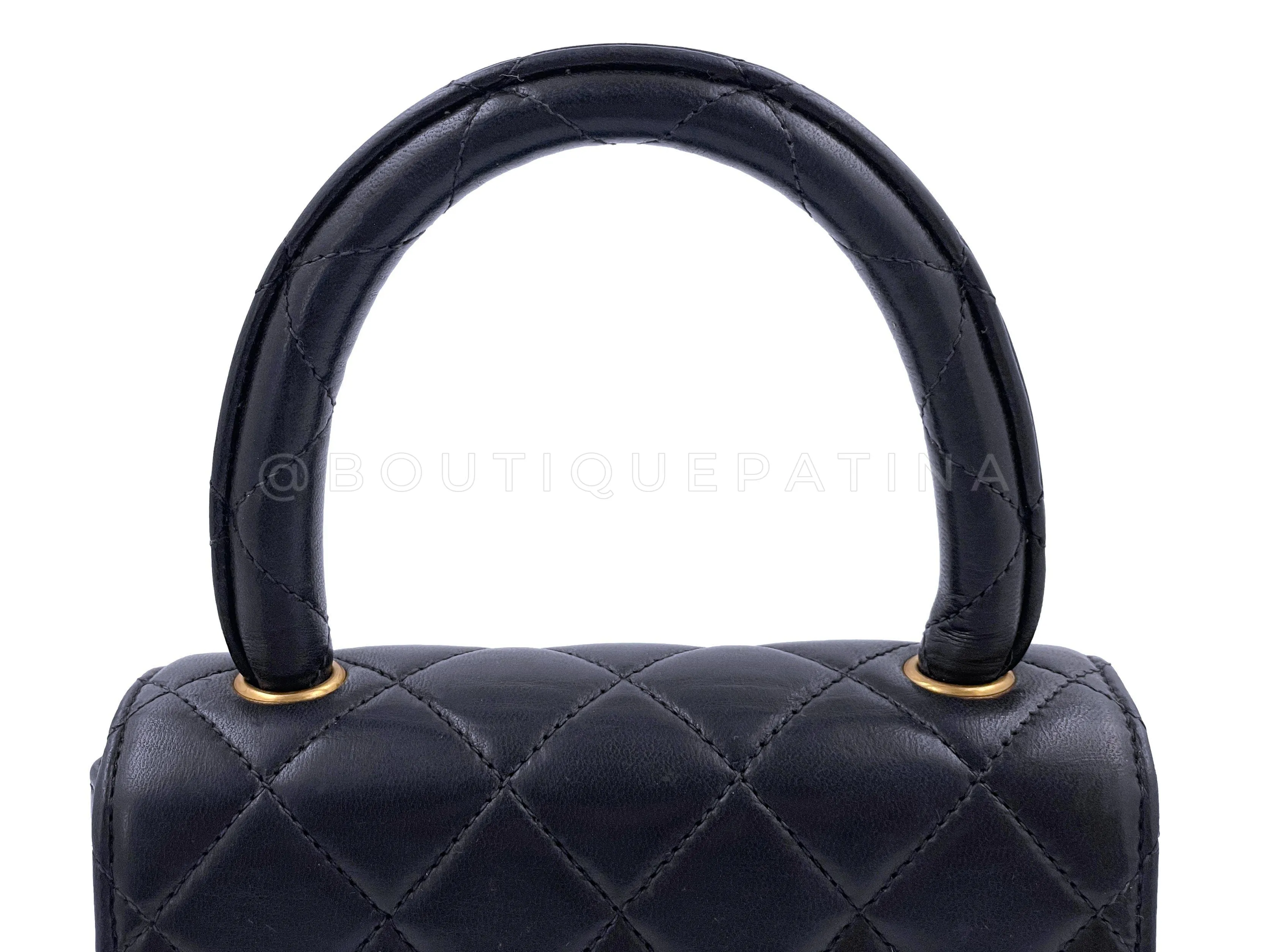 Chanel 1991 Vintage Black “Child” Extra Square Mini Kelly Bag