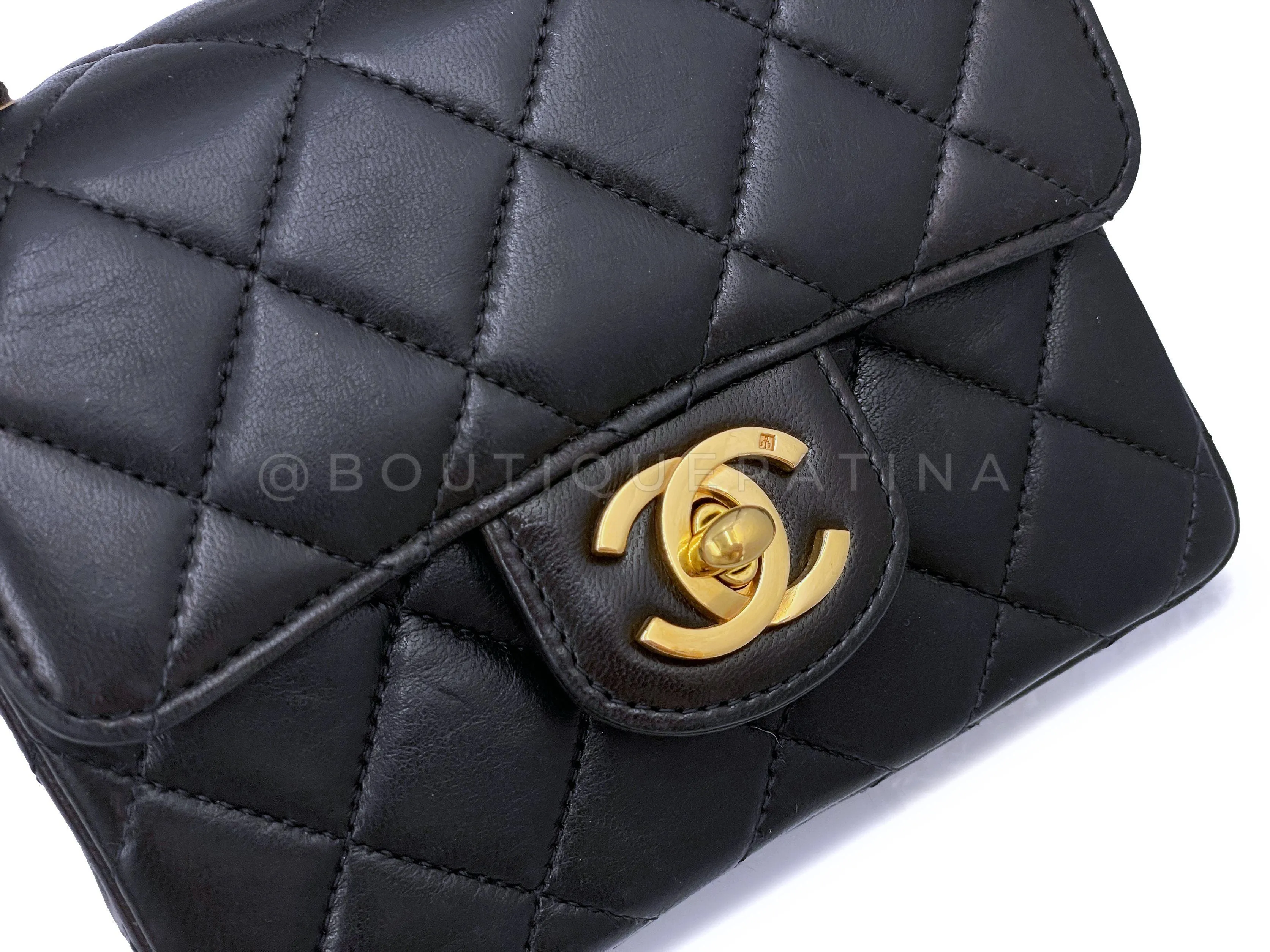 Chanel 1991 Vintage Black “Child” Extra Square Mini Kelly Bag