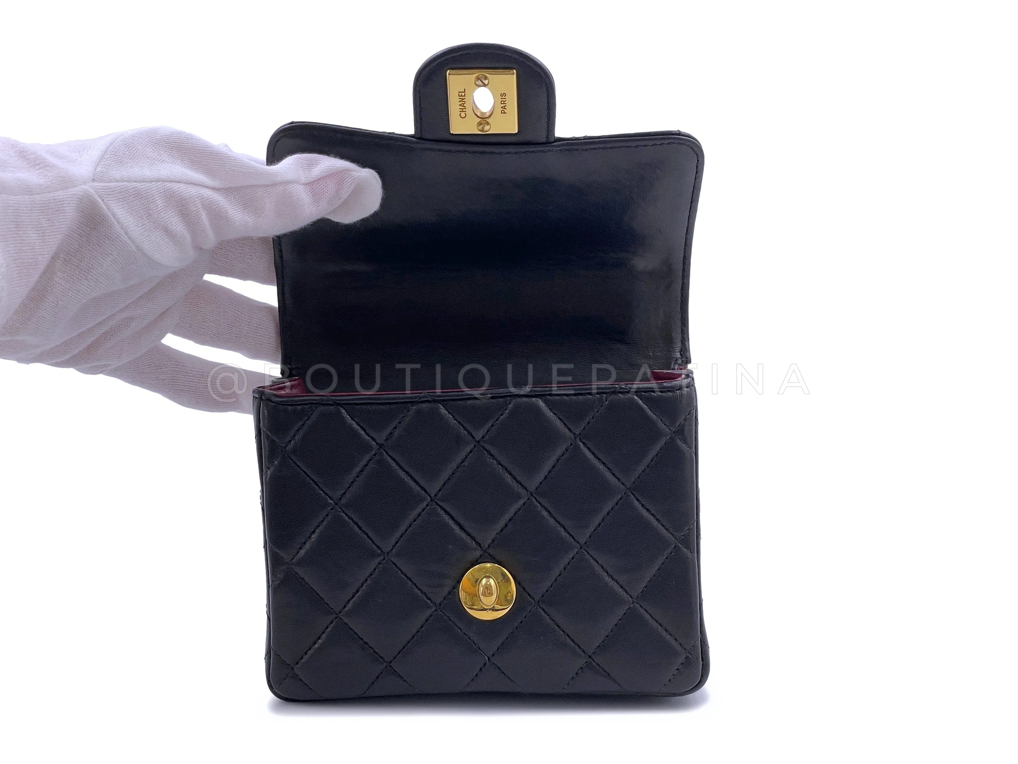 Chanel 1991 Vintage Black “Child” Extra Square Mini Kelly Bag