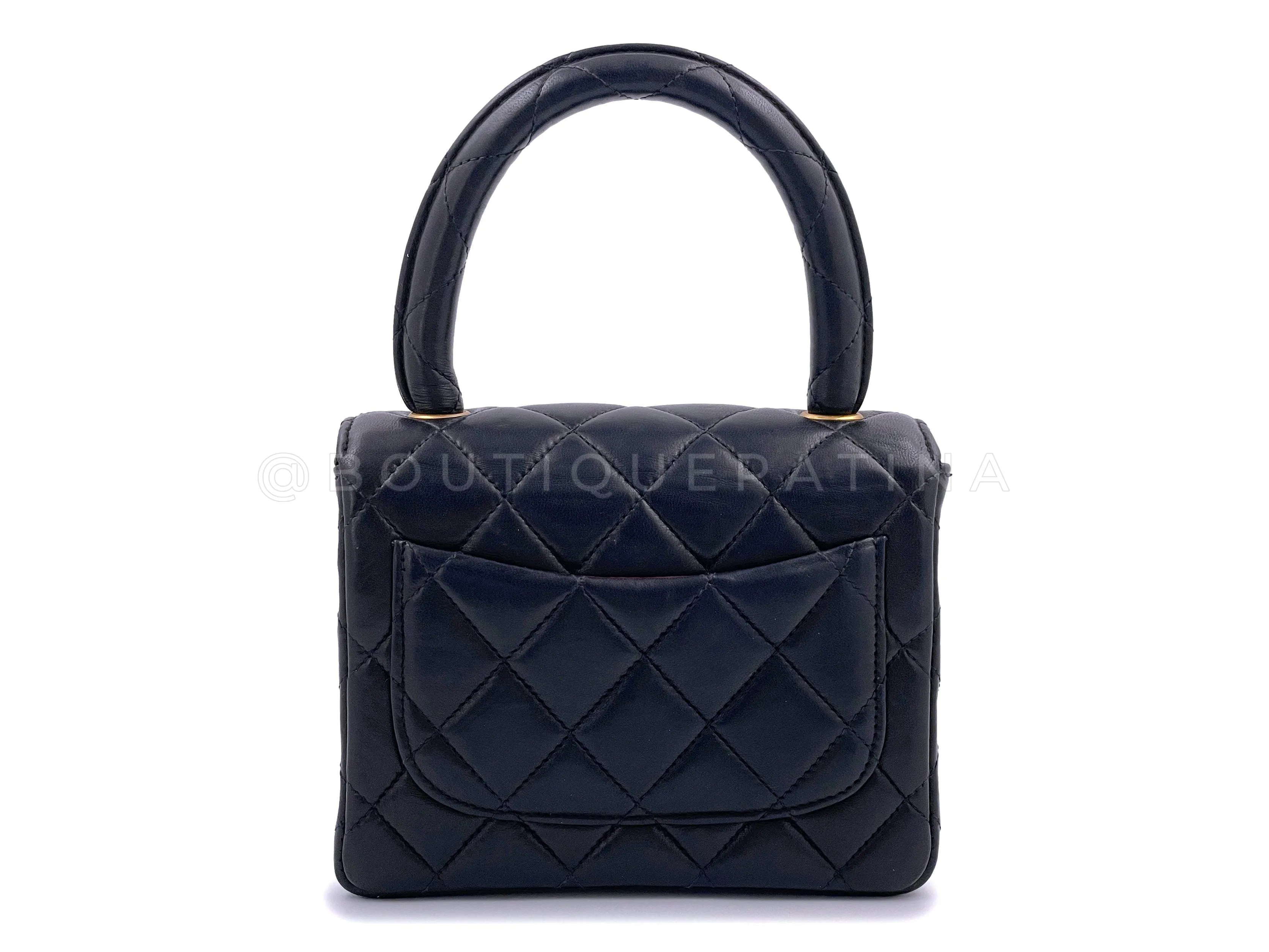 Chanel 1991 Vintage Black “Child” Extra Square Mini Kelly Bag