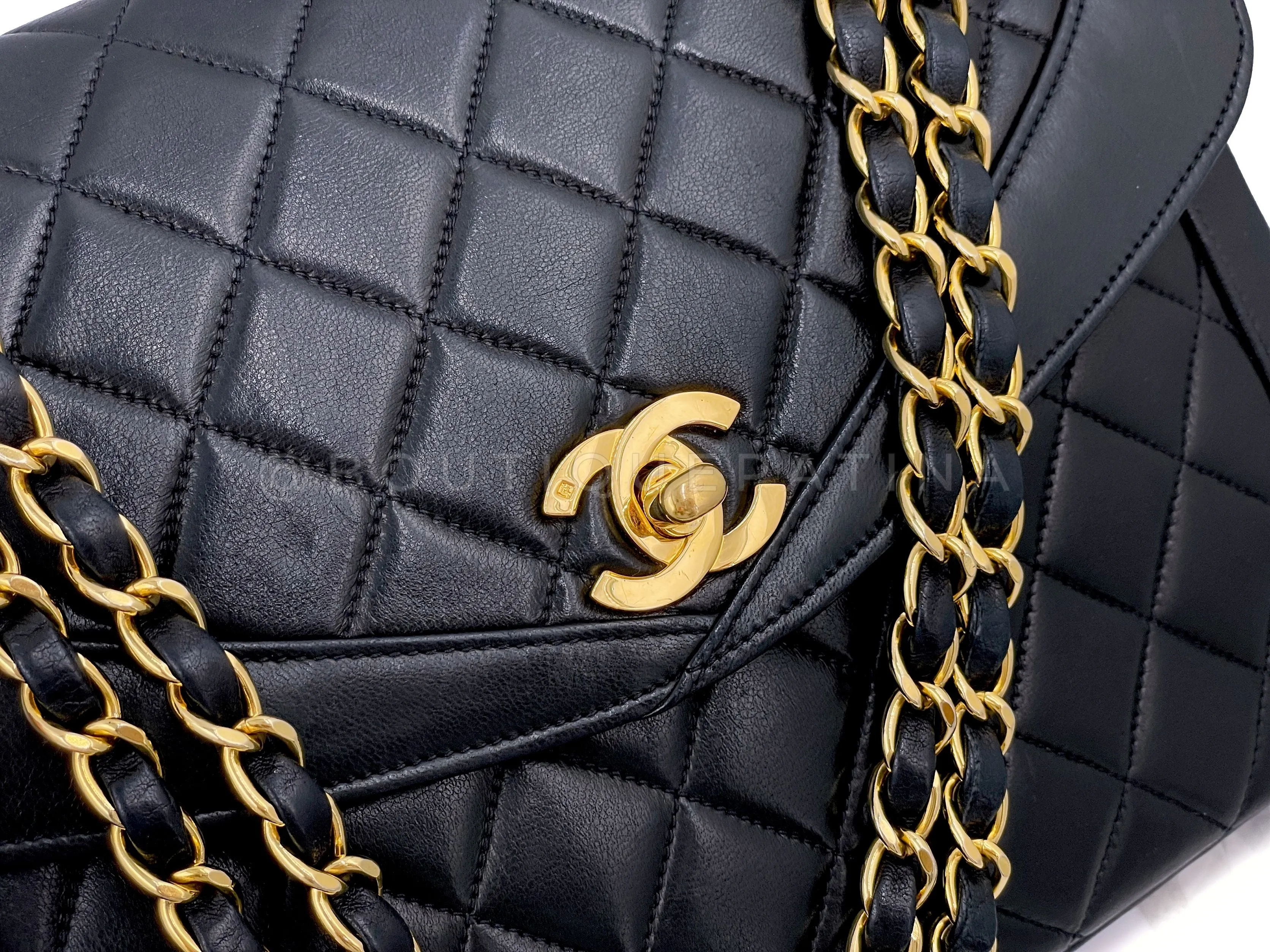 Chanel 1991 Vintage Black Curved Quilted Flap Bag 24k GHW