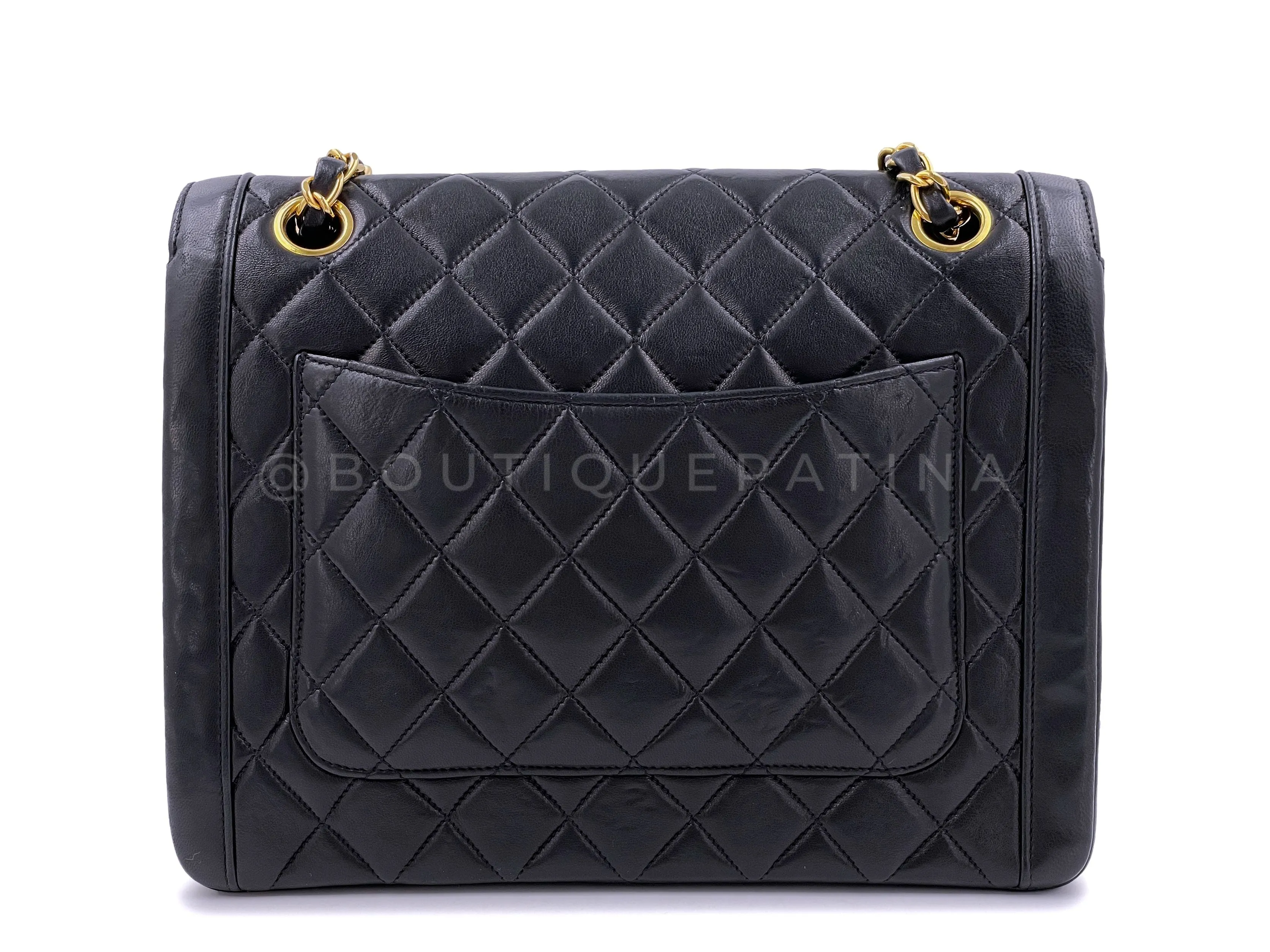 Chanel 1991 Vintage Black Curved Quilted Flap Bag 24k GHW