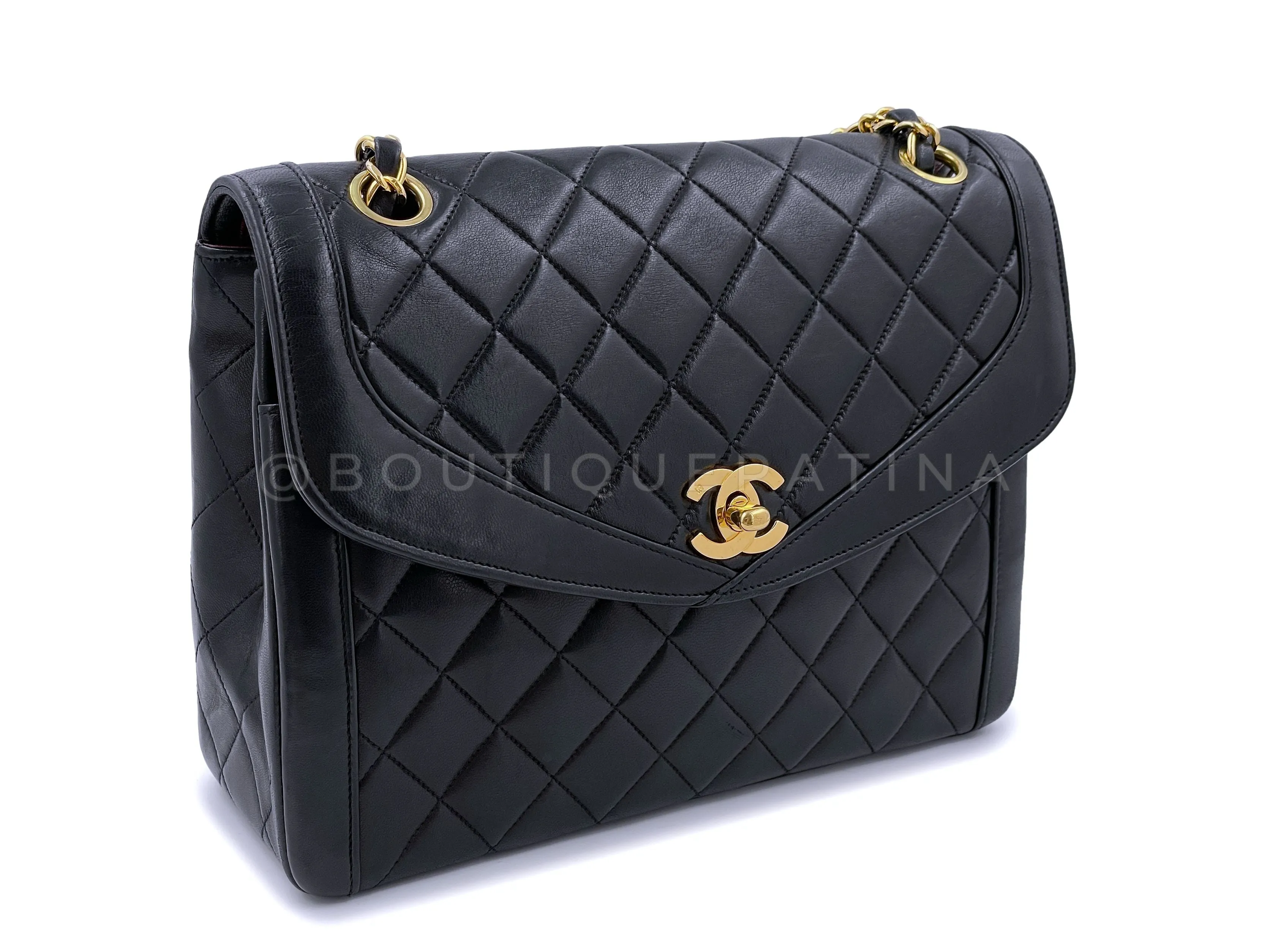 Chanel 1991 Vintage Black Curved Quilted Flap Bag 24k GHW