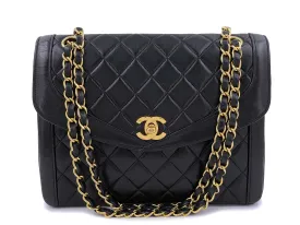 Chanel 1991 Vintage Black Curved Quilted Flap Bag 24k GHW