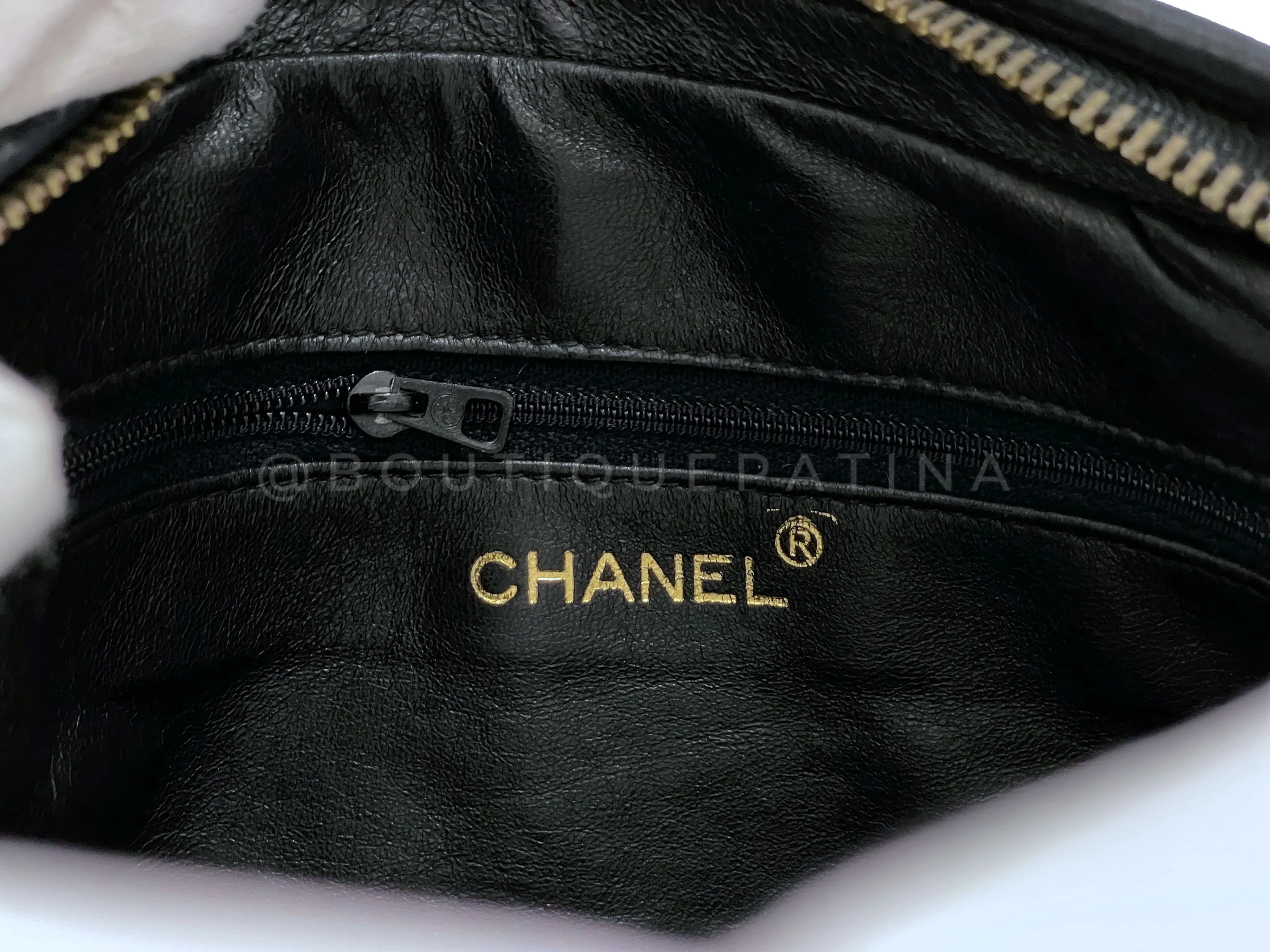 Chanel 1992 Vintage Black Quilted Flap Camera Case Bag Bijoux Chain 24k GHW