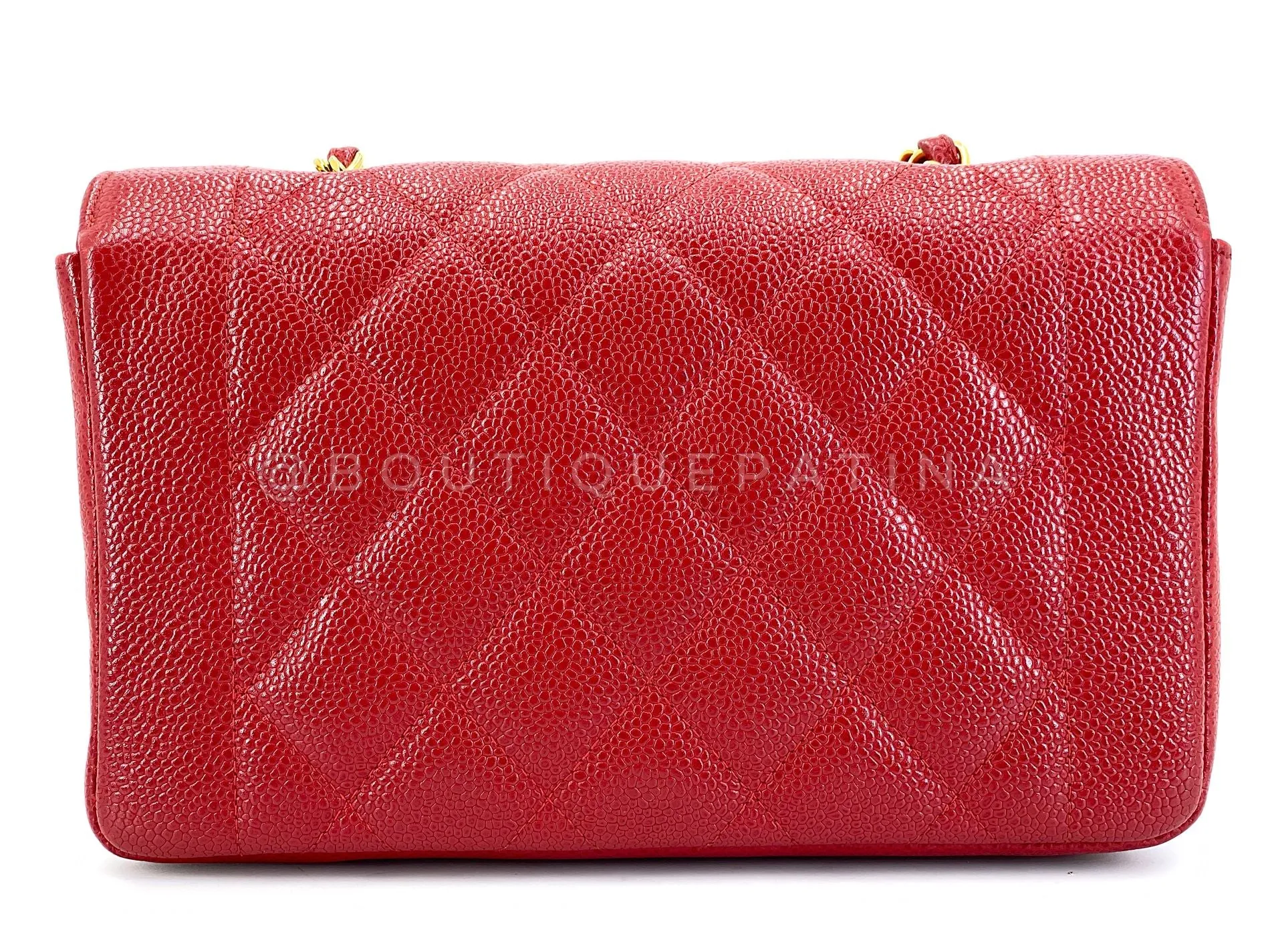 Chanel 1994 Vintage Red Caviar Small Diana Flap Bag 24k GHW YRN