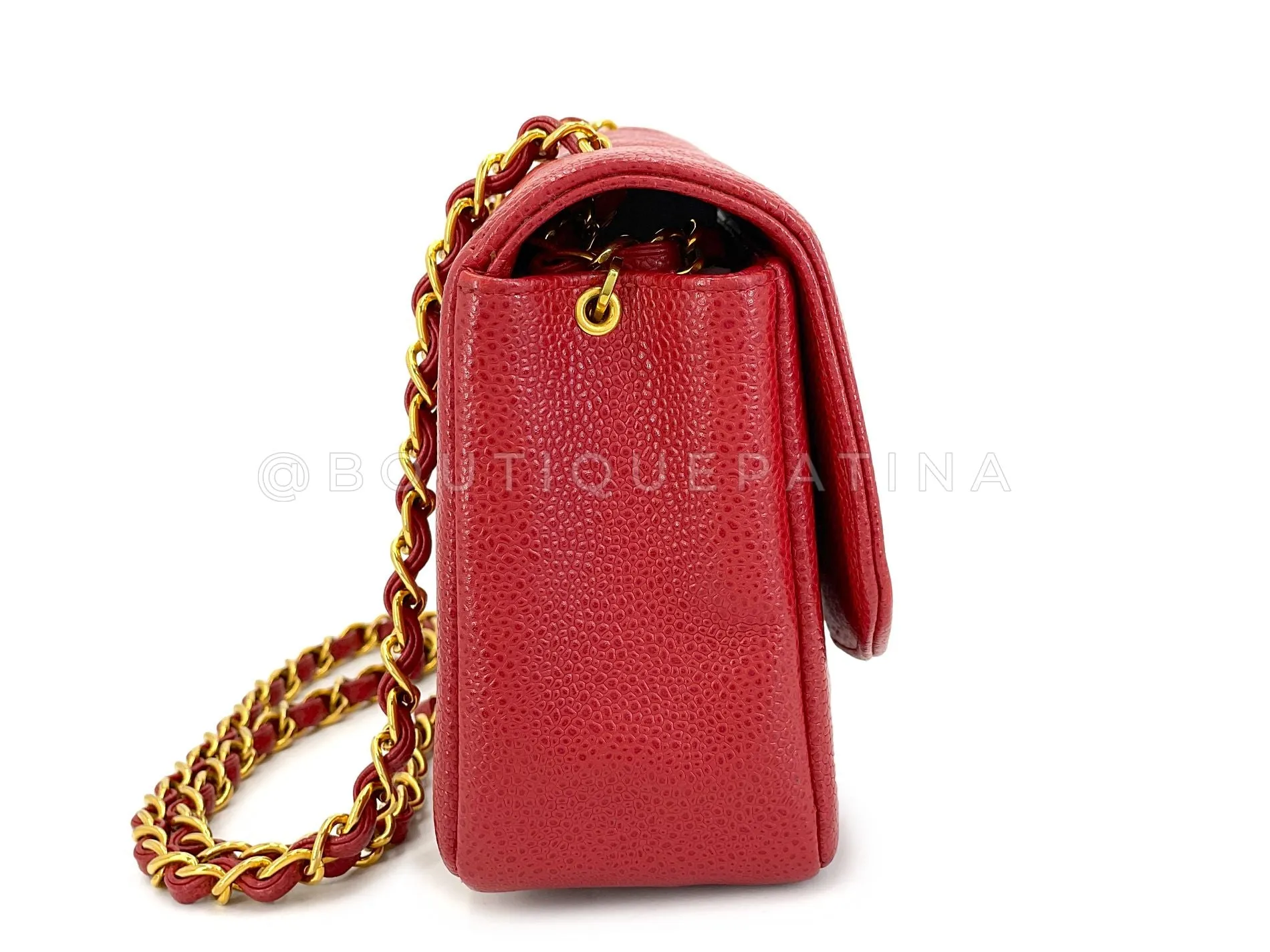 Chanel 1994 Vintage Red Caviar Small Diana Flap Bag 24k GHW YRN