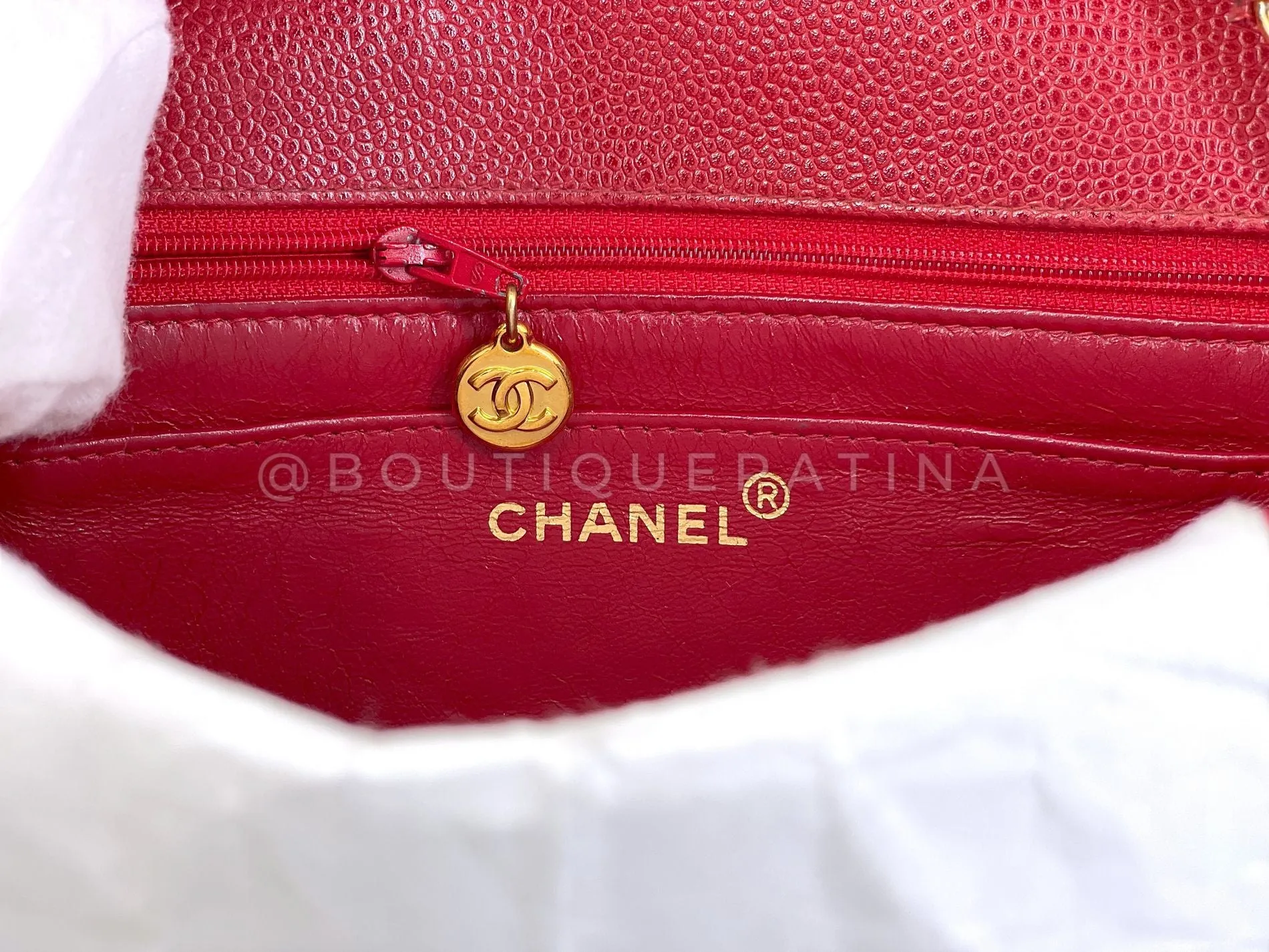 Chanel 1994 Vintage Red Caviar Small Diana Flap Bag 24k GHW YRN