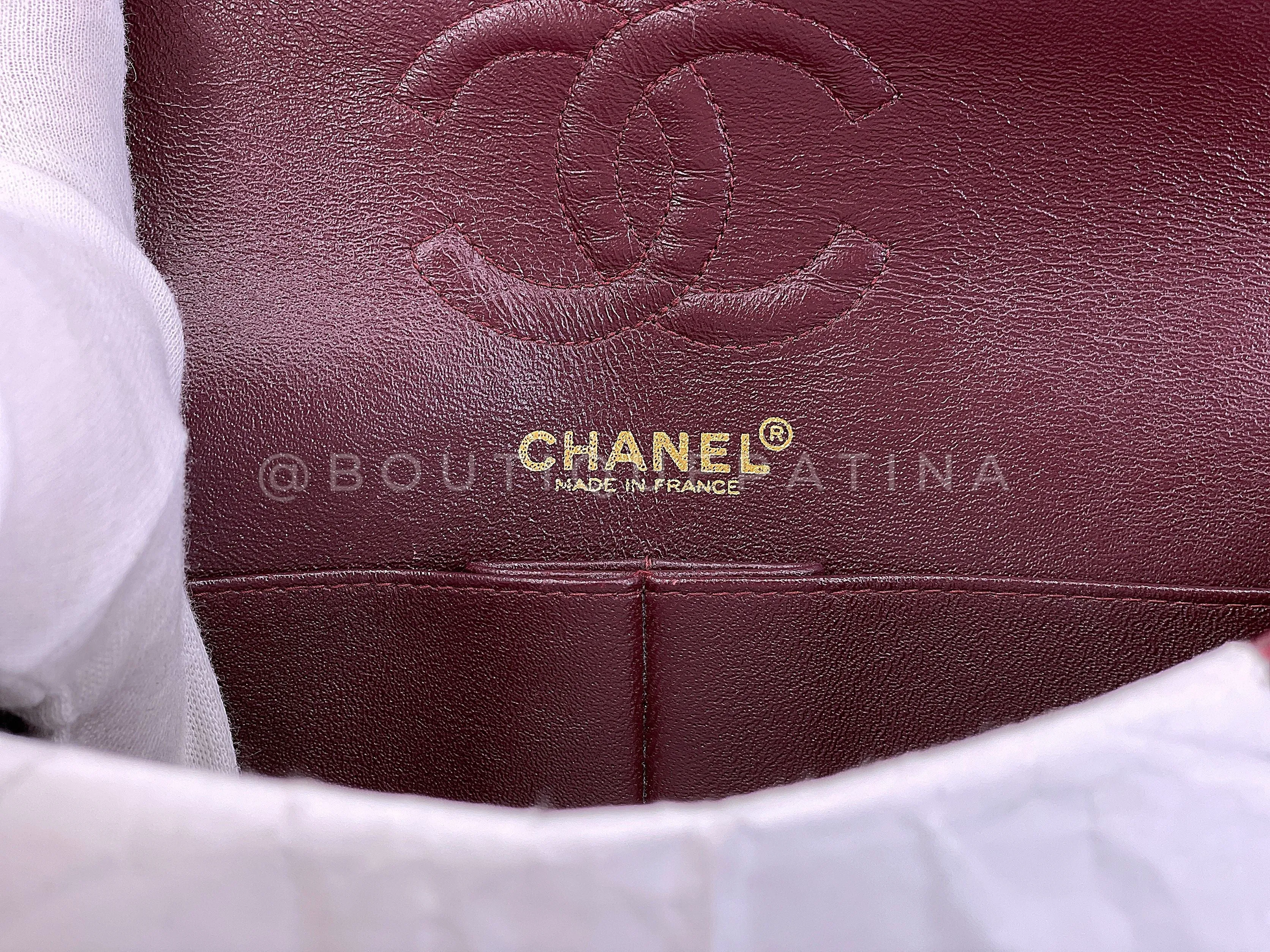 Chanel 2002 Vintage Burgundy Sueded Caviar Small Double Flap Bag 24k GHW