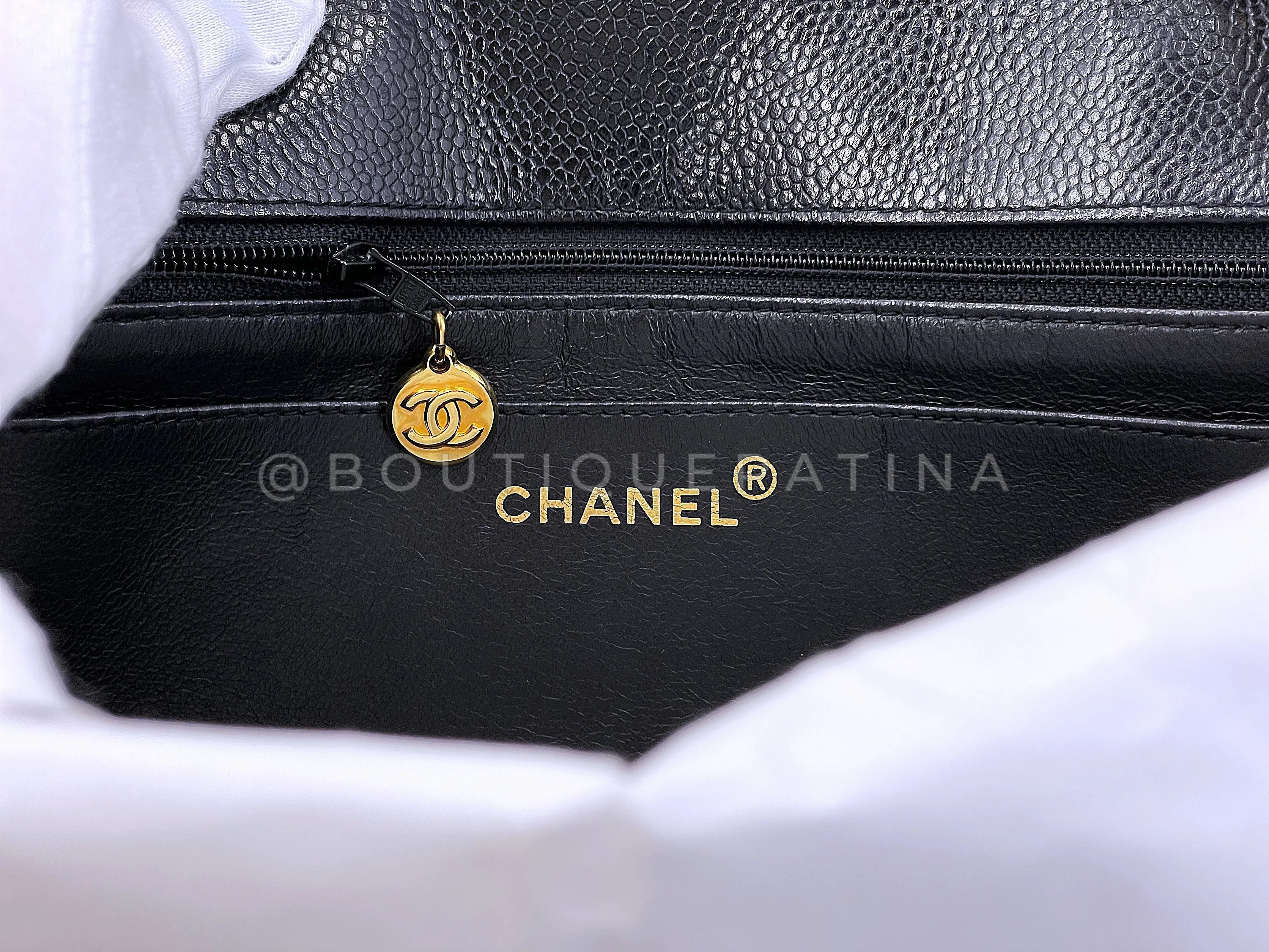 Chanel Black Caviar Diana Flap Bag 1993 Vintage Medium 24k GHW