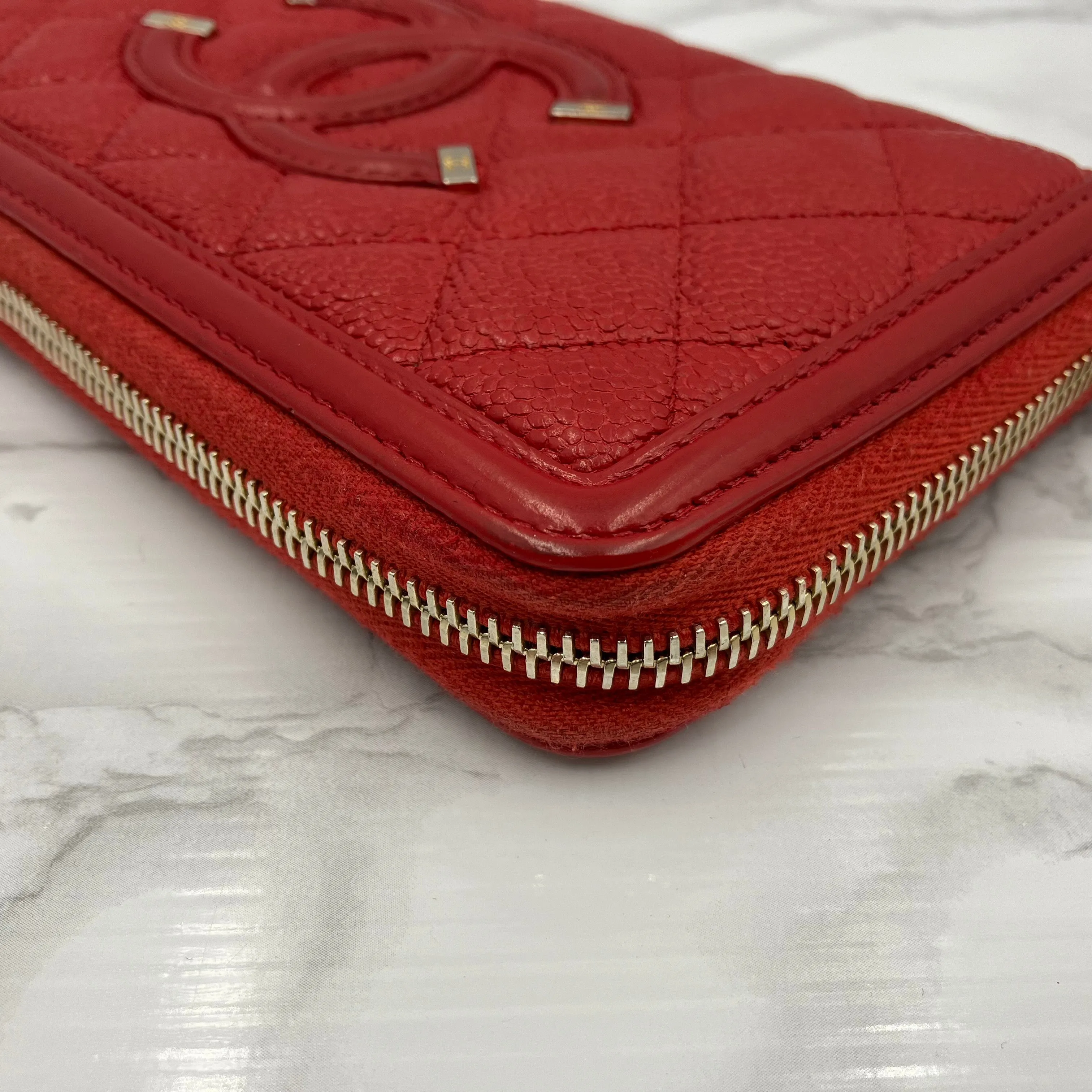 CHANEL Filigree Caviar Skin long wallet