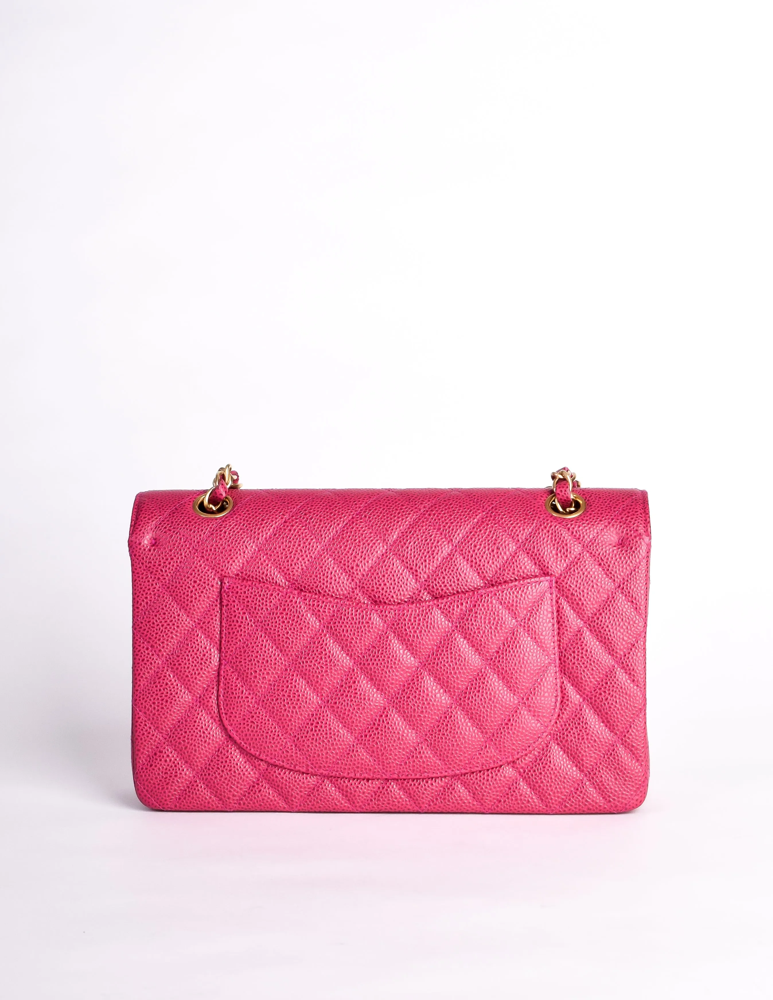 Chanel Vintage Fuchsia Pink Quilted Caviar 2.55 Medium Classic Double Flap Bag