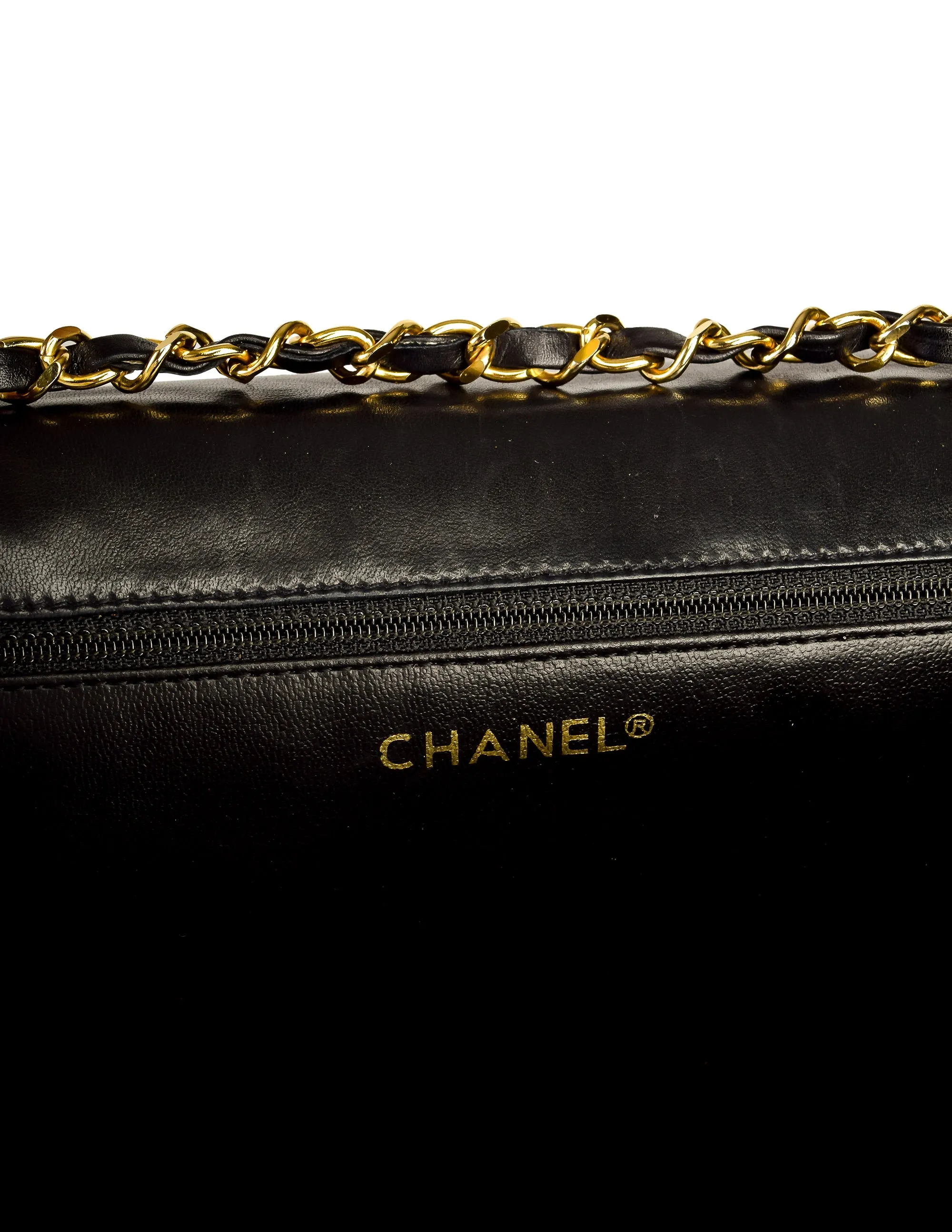 Chanel Vintage Oversized Black Matelasse Quilted Lambskin Leather CC Logo Jumbo Maxi Flap Bag