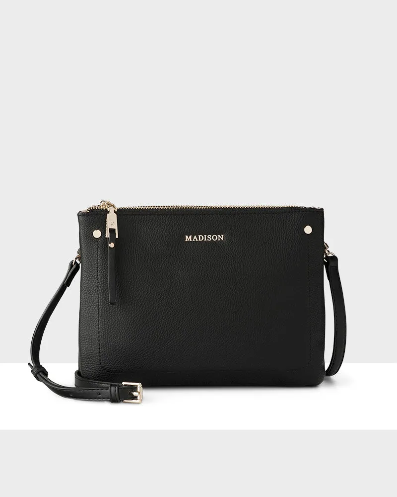 Charlotte Double Zip Crossbody Bag   Stripe Bag Strap