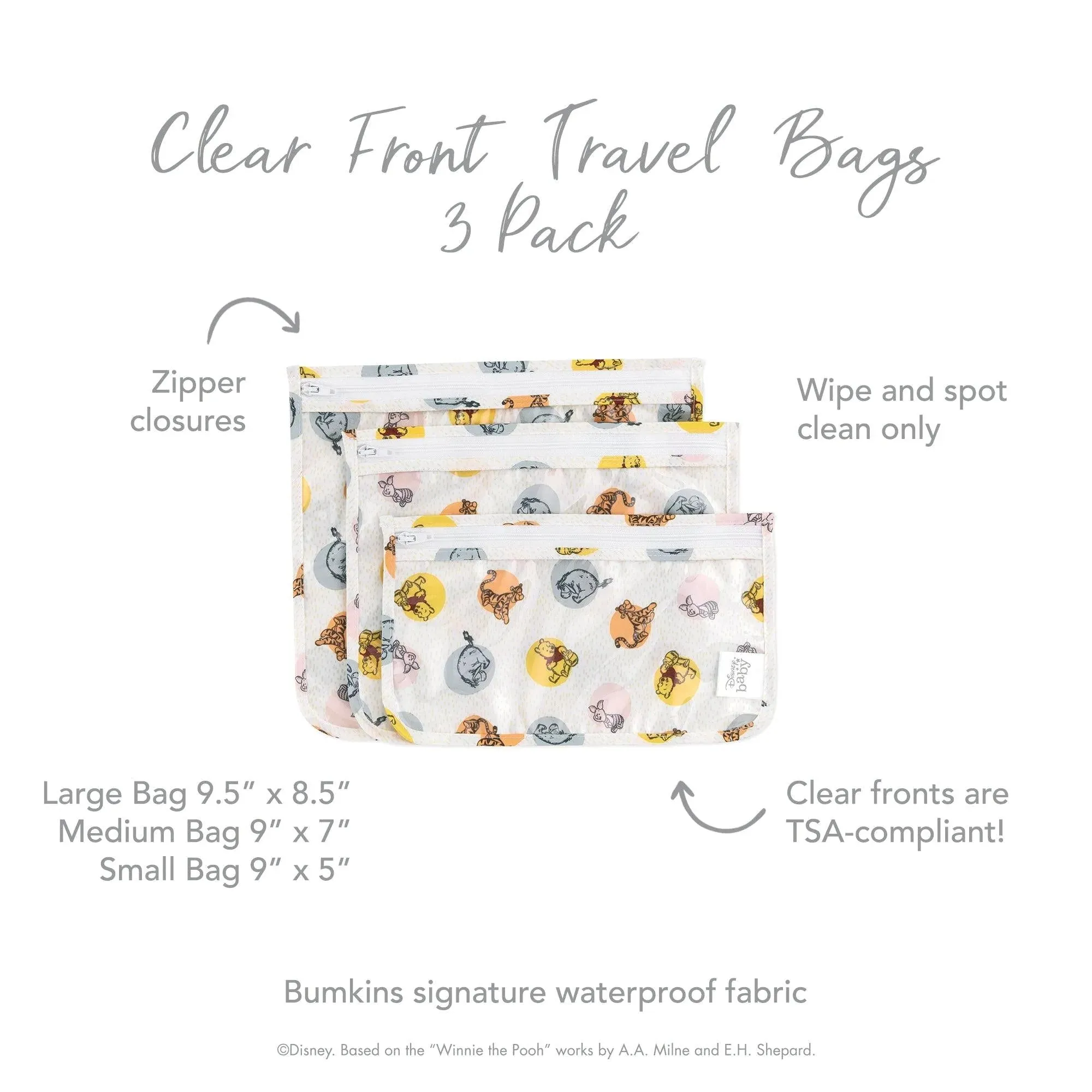 Clear Travel Bag 3-Pack: Winnie and Friends