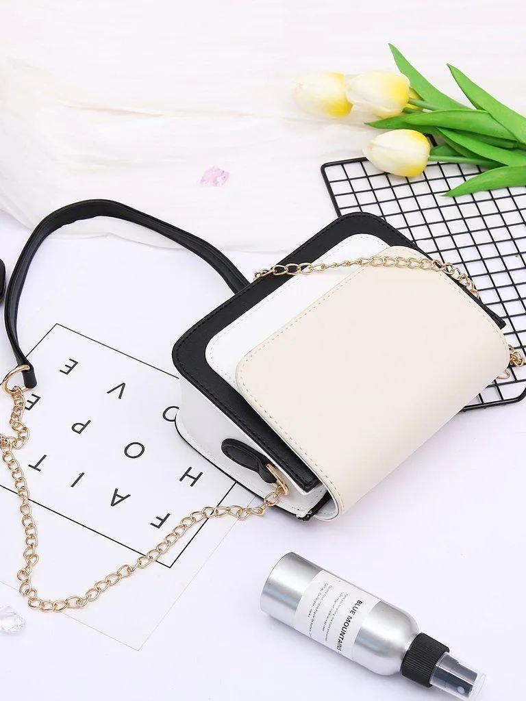 Color Block Flap Chain Bag