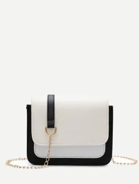 Color Block Flap Chain Bag