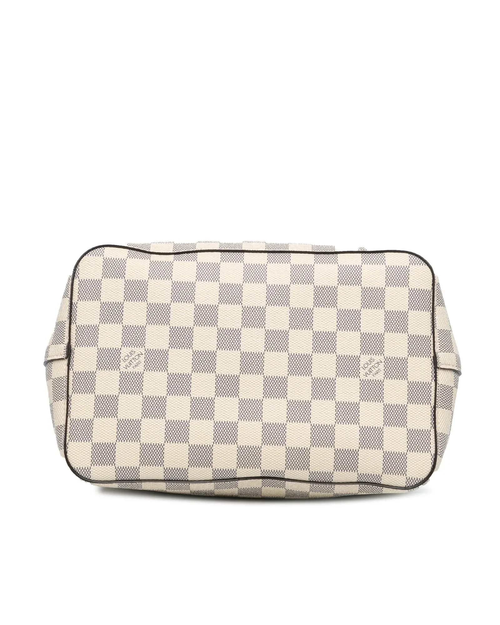 Damier Azur Canvas Bucket Bag with Leather Strap and Interior Zip Compartment