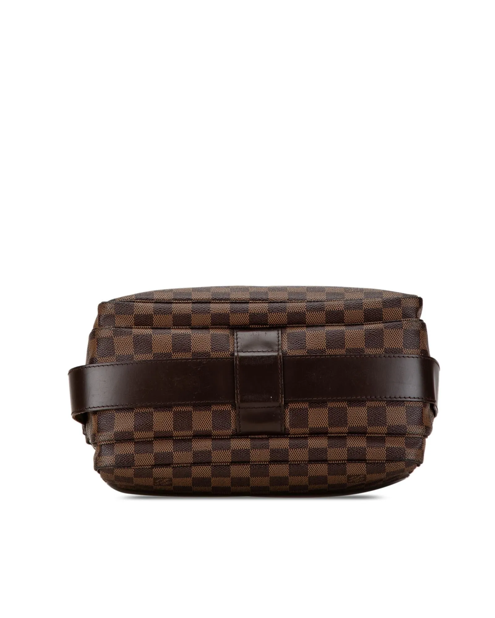 Damier Ebene Canvas Bag with Leather Trim and Adjustable Strap