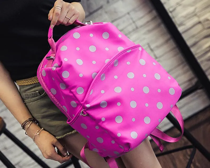 Dot Print Casual Style School Backpack - Pink