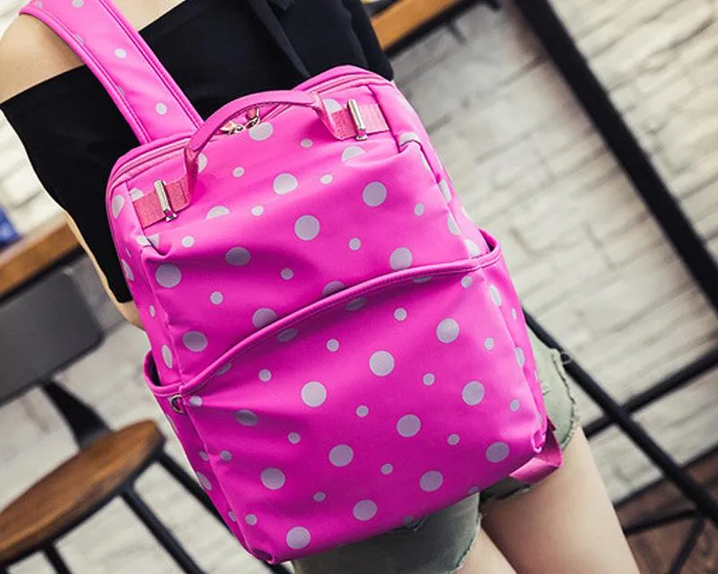 Dot Print Casual Style School Backpack - Pink