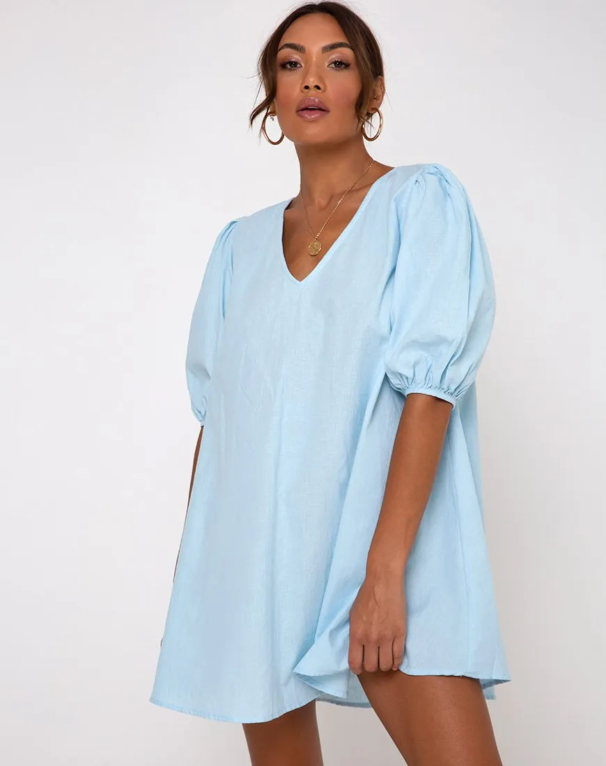 Elna Babydoll Dress in Sky Blue