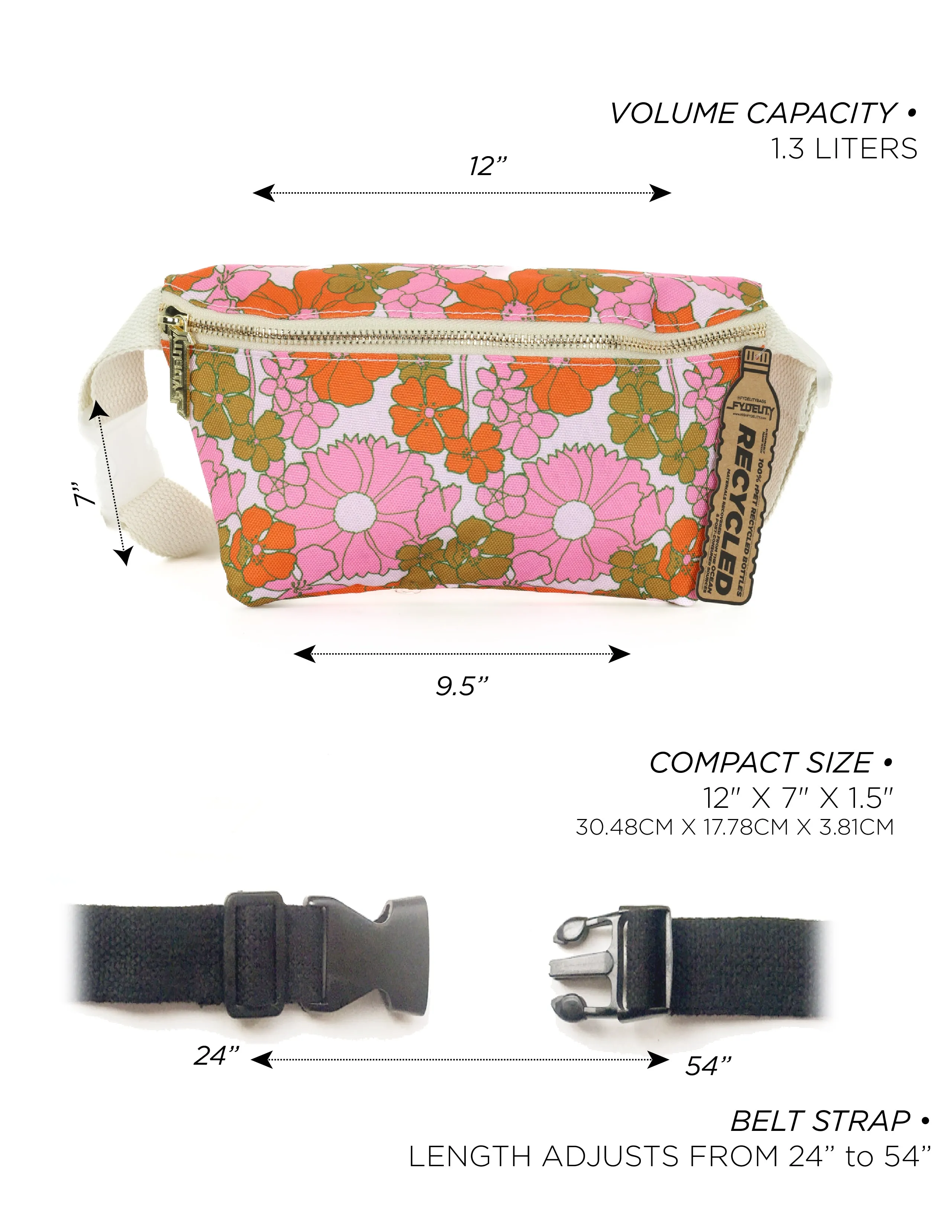 Fanny Pack | Slim | Recycled RPET | Floral Red Pink