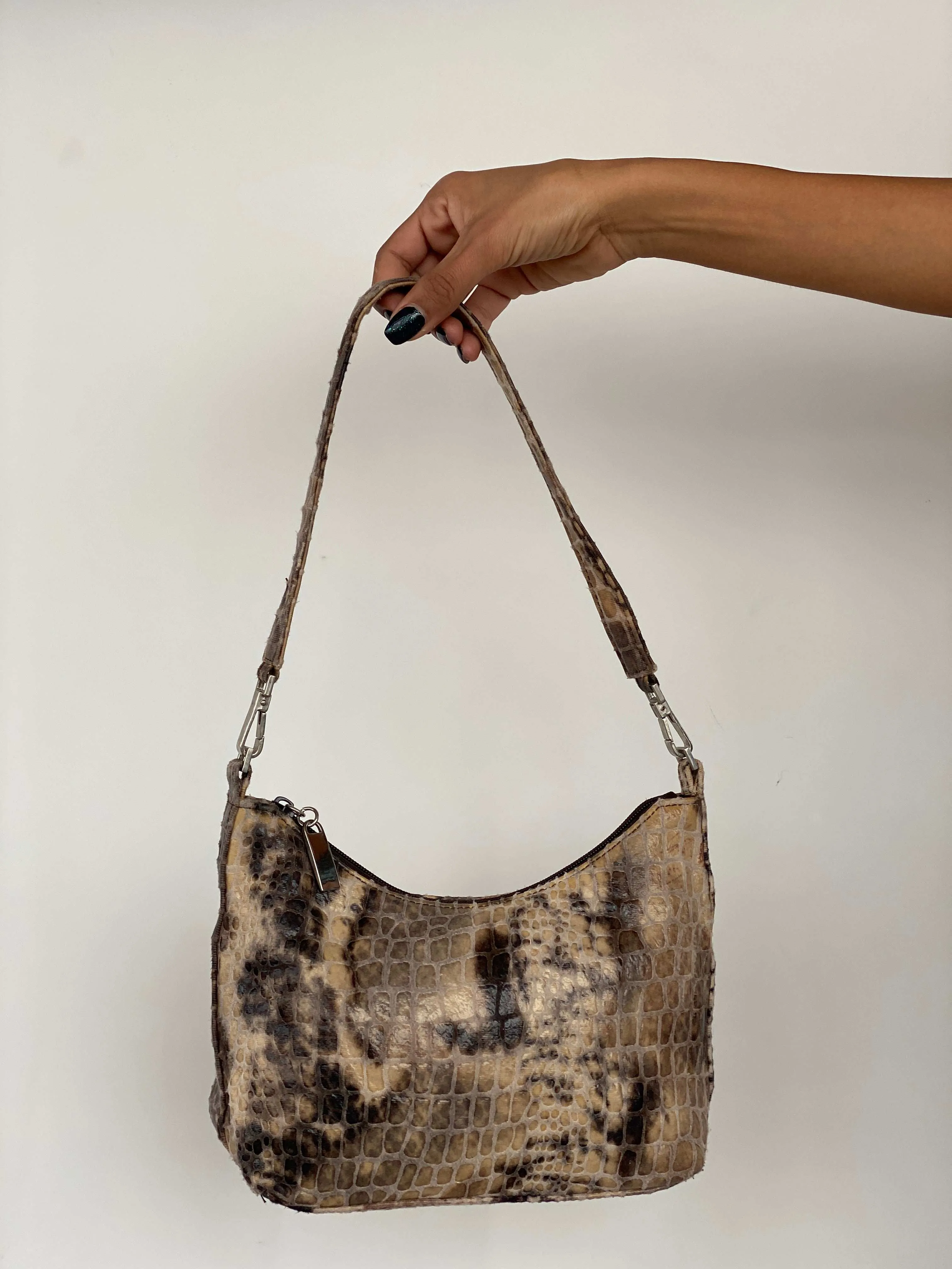 Faux Snake Skin Shoulder Bag