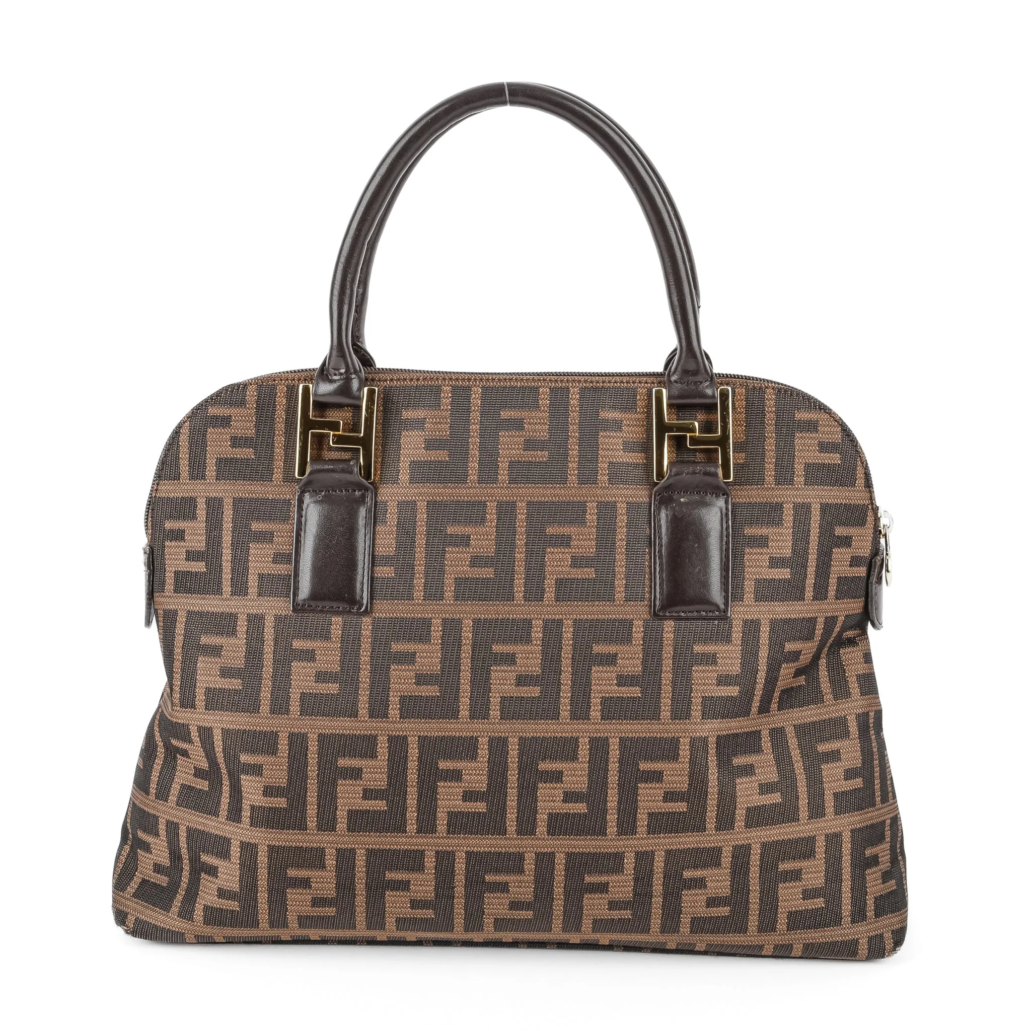 FENDI Zucca Dome Satchel - Brown Canvas & Leather